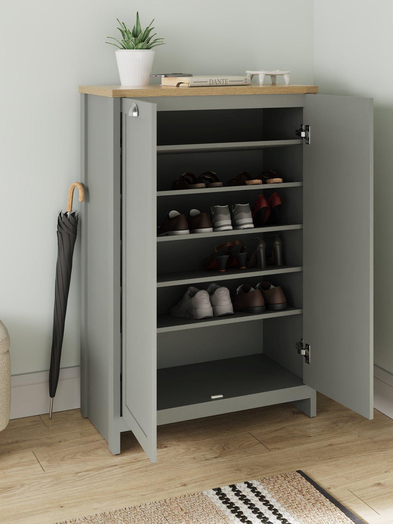 Image 3 of 6 of GFW Lancaster 2 Door Shoe Cabinet&nbsp;- Grey -&nbsp;FSC&reg; Certified