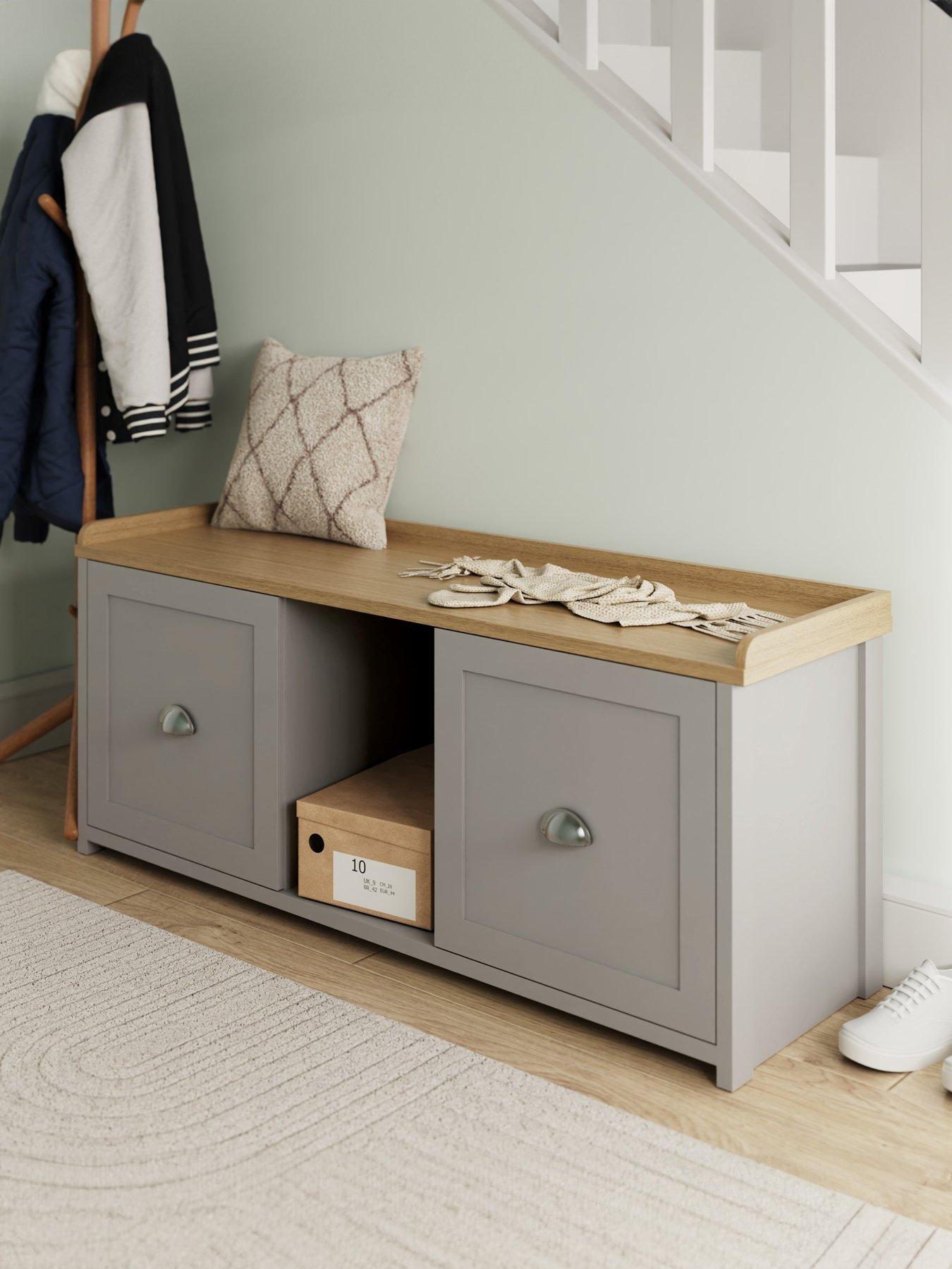 GFW Lancaster 2 Door Shoe Bench - Grey - FSC® Certified