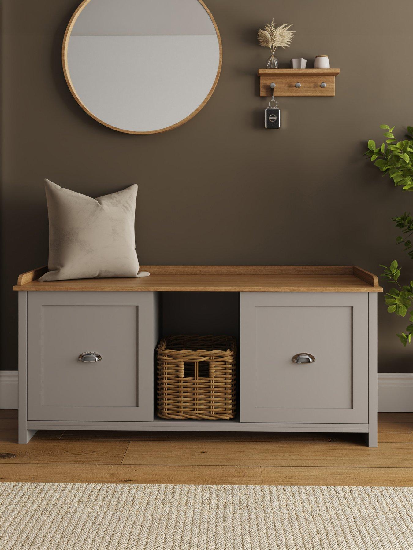 GFW Lancaster 2 Door Shoe Bench - Grey - FSC® Certified