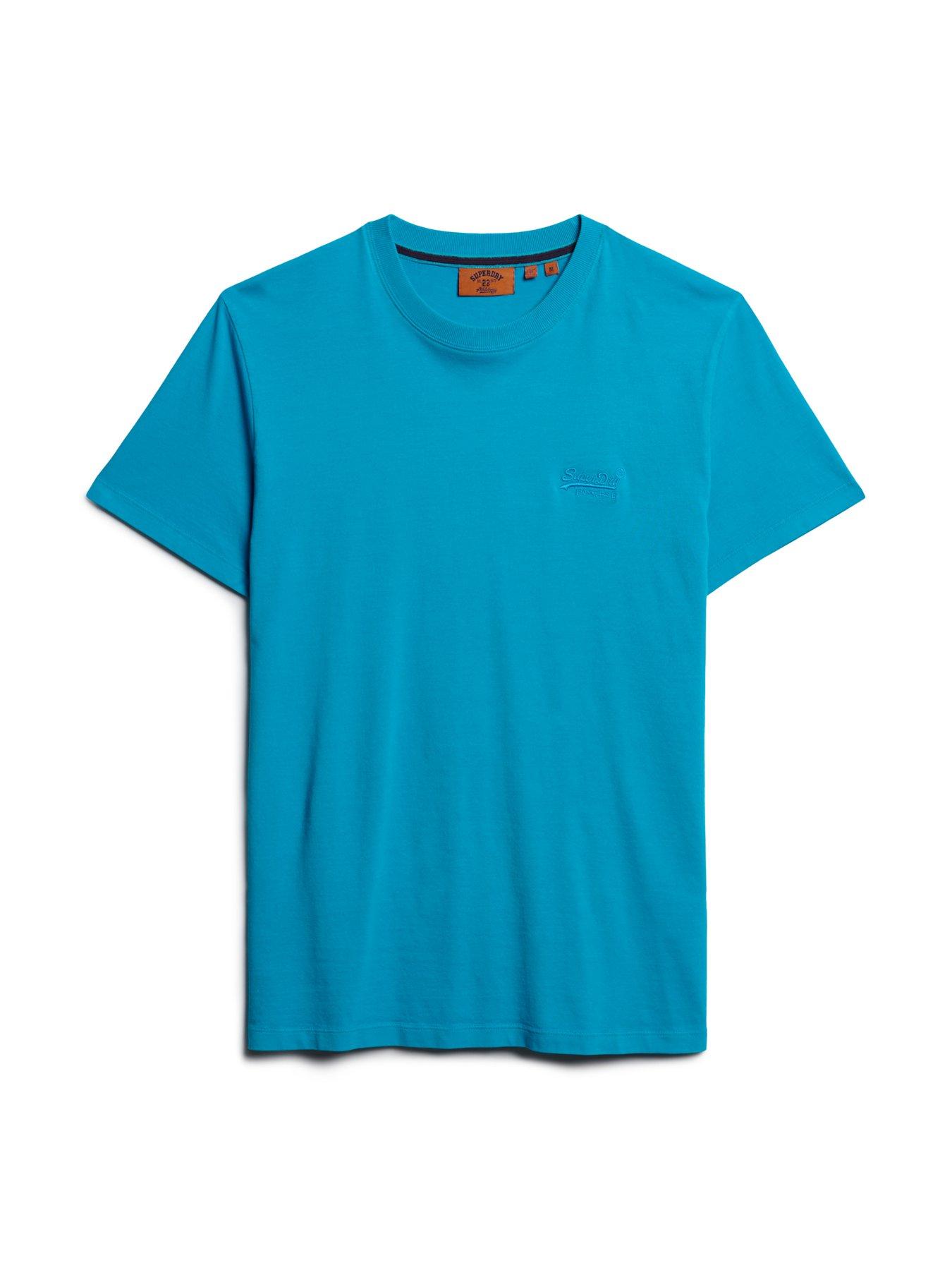 Superdry Essential Embroidered Logo Neon T-shirt - Bright Blue | Very.co.uk