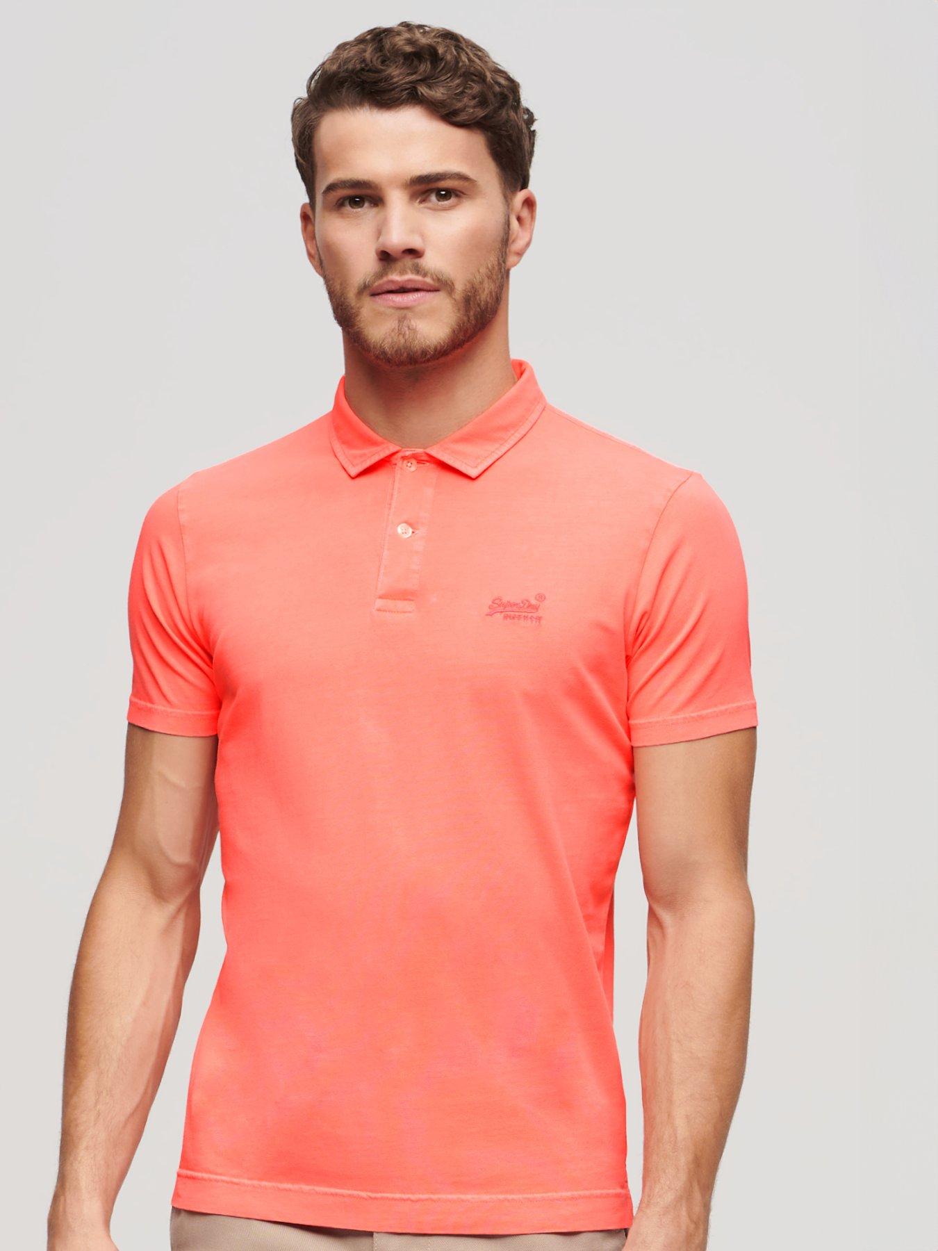 Superdry Essential Logo Neon Jersey Polo Shirt - Bright Orange, Bright Orange, Size S, Men