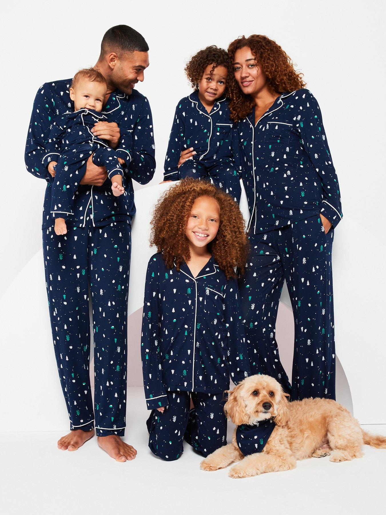 undefined Kids Family Christmas Jersey Revere Pyjama - Navy