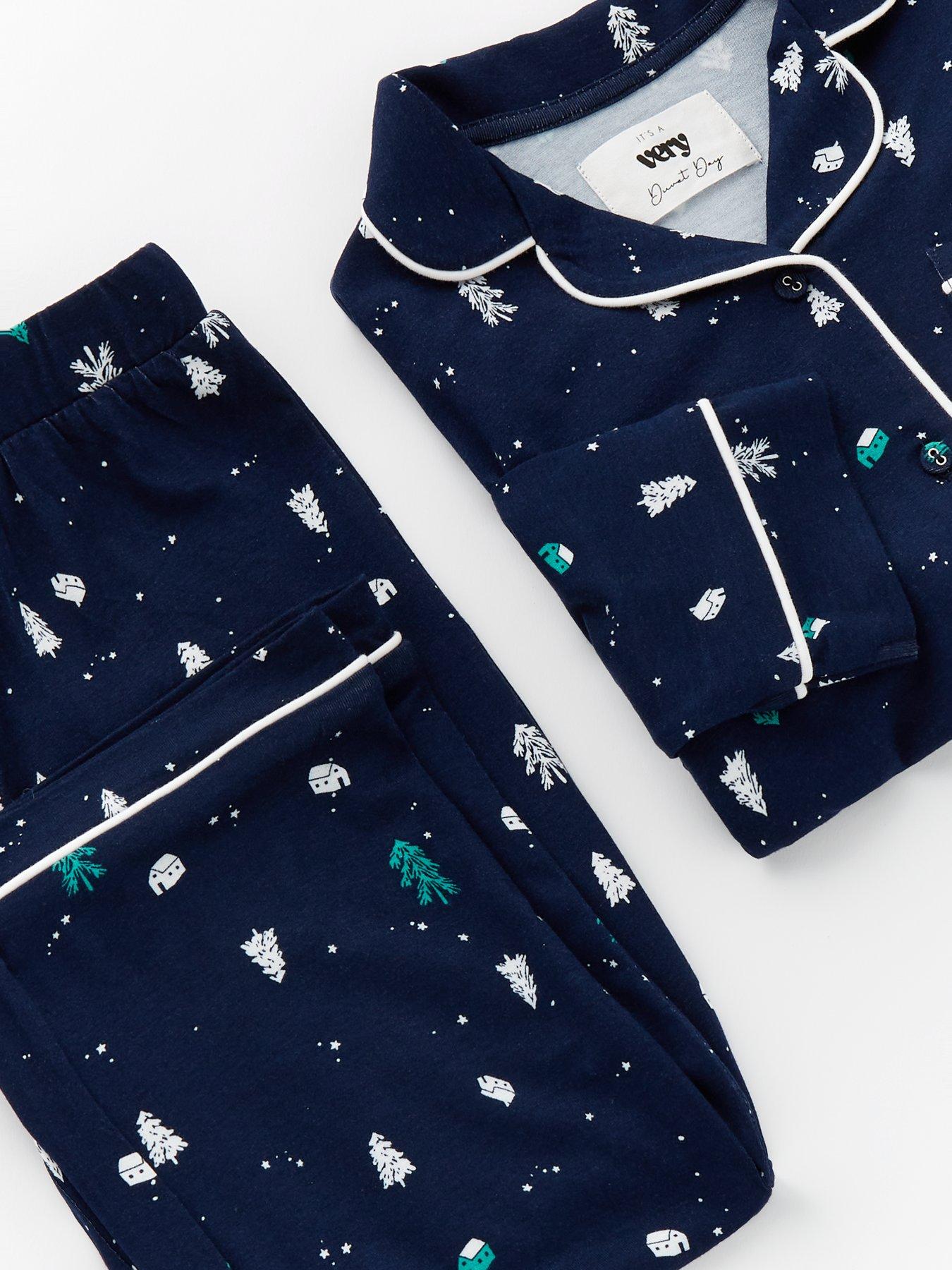 Mini V by Very Kids Family Christmas Jersey Revere Pyjama Navy