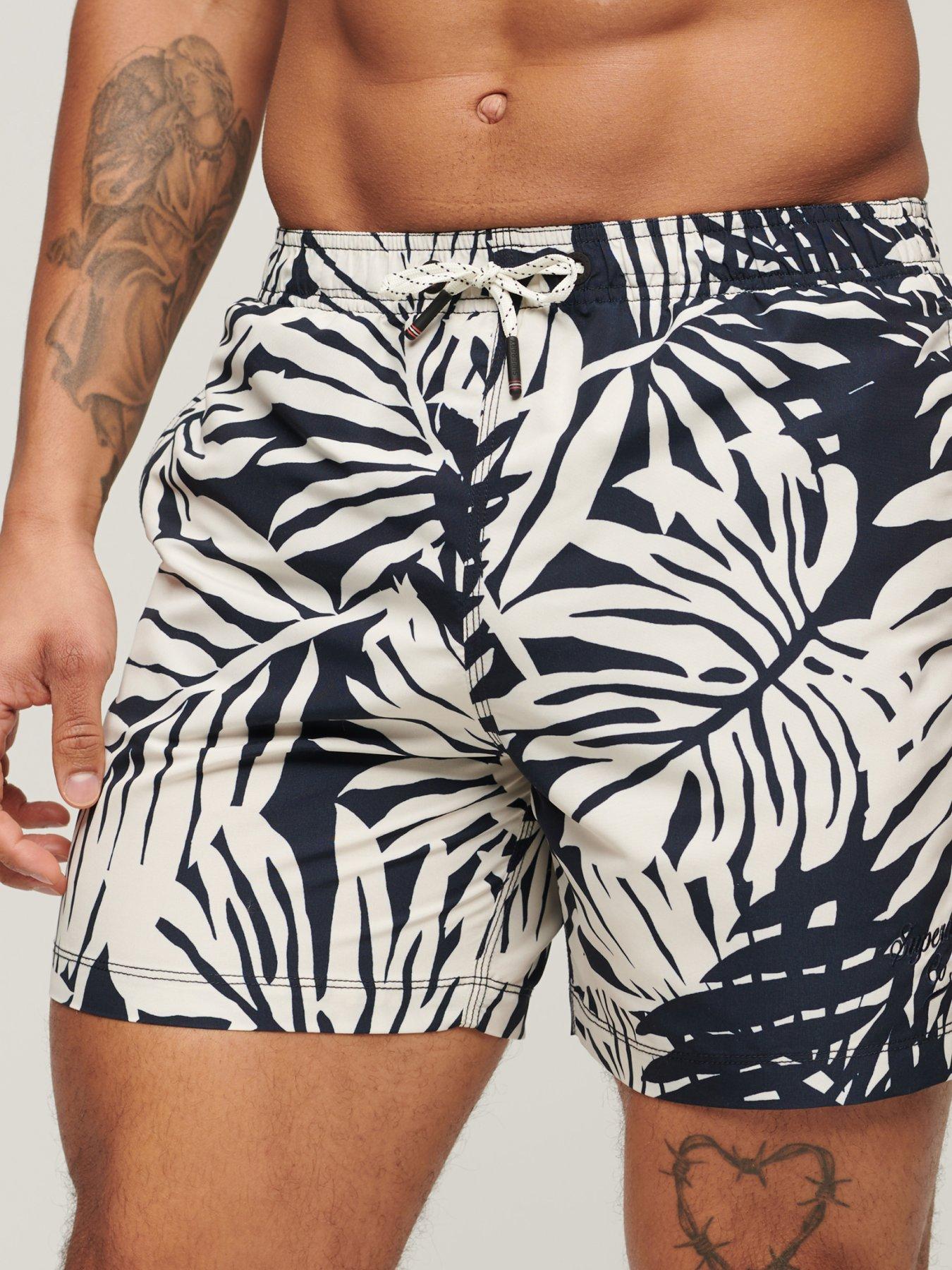 superdry tropical printed 15" swim shorts - navy