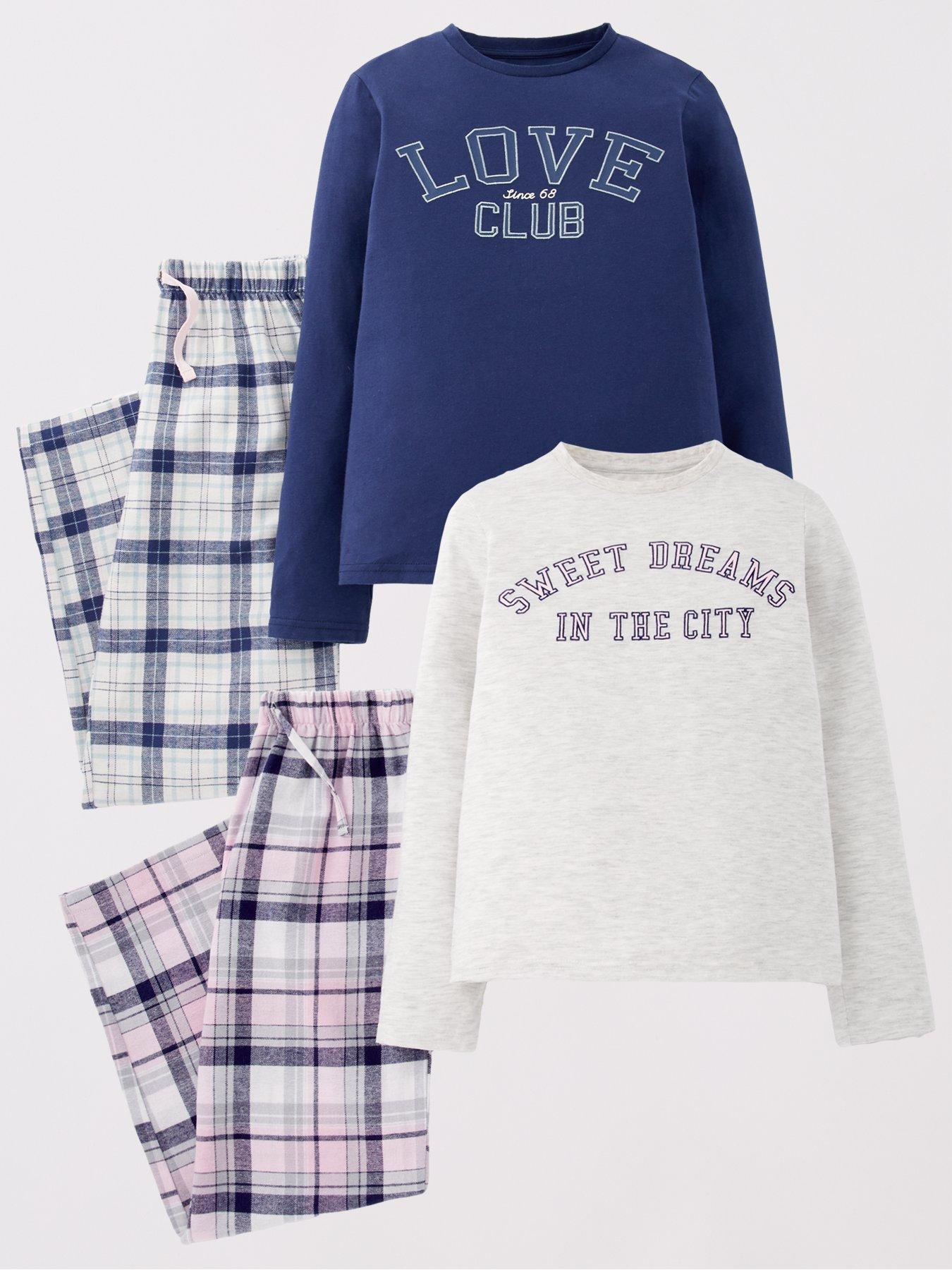 undefined Girls 2 Pack Check Woven Pyjama - Multi