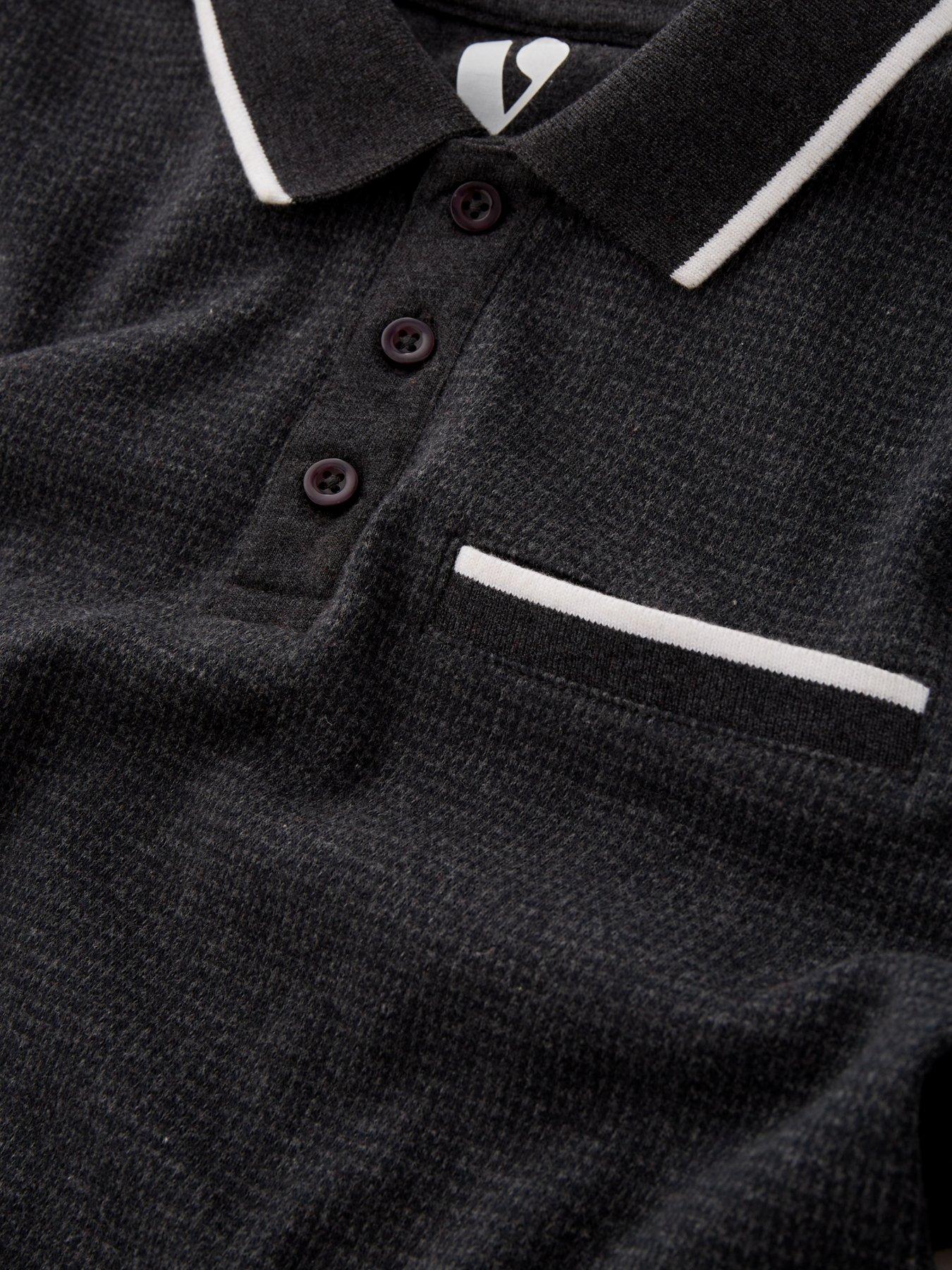 Image 4 of 4 of V by Very Boys Longsleeve Smart Grey Polo