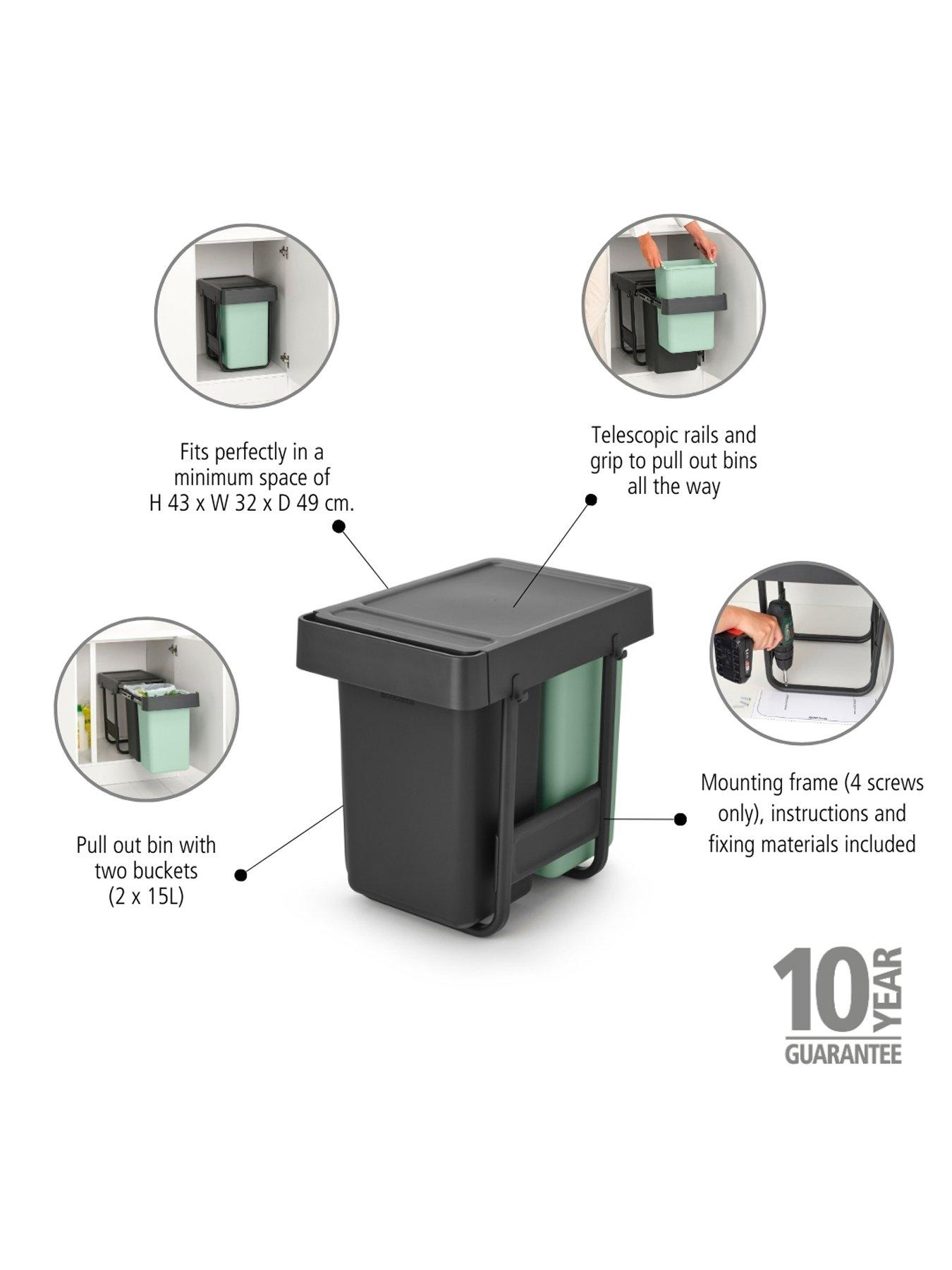 Image 7 of 8 of Brabantia Sort &amp; Go Built-In Bin &ndash; 15 + 15-litre capacity