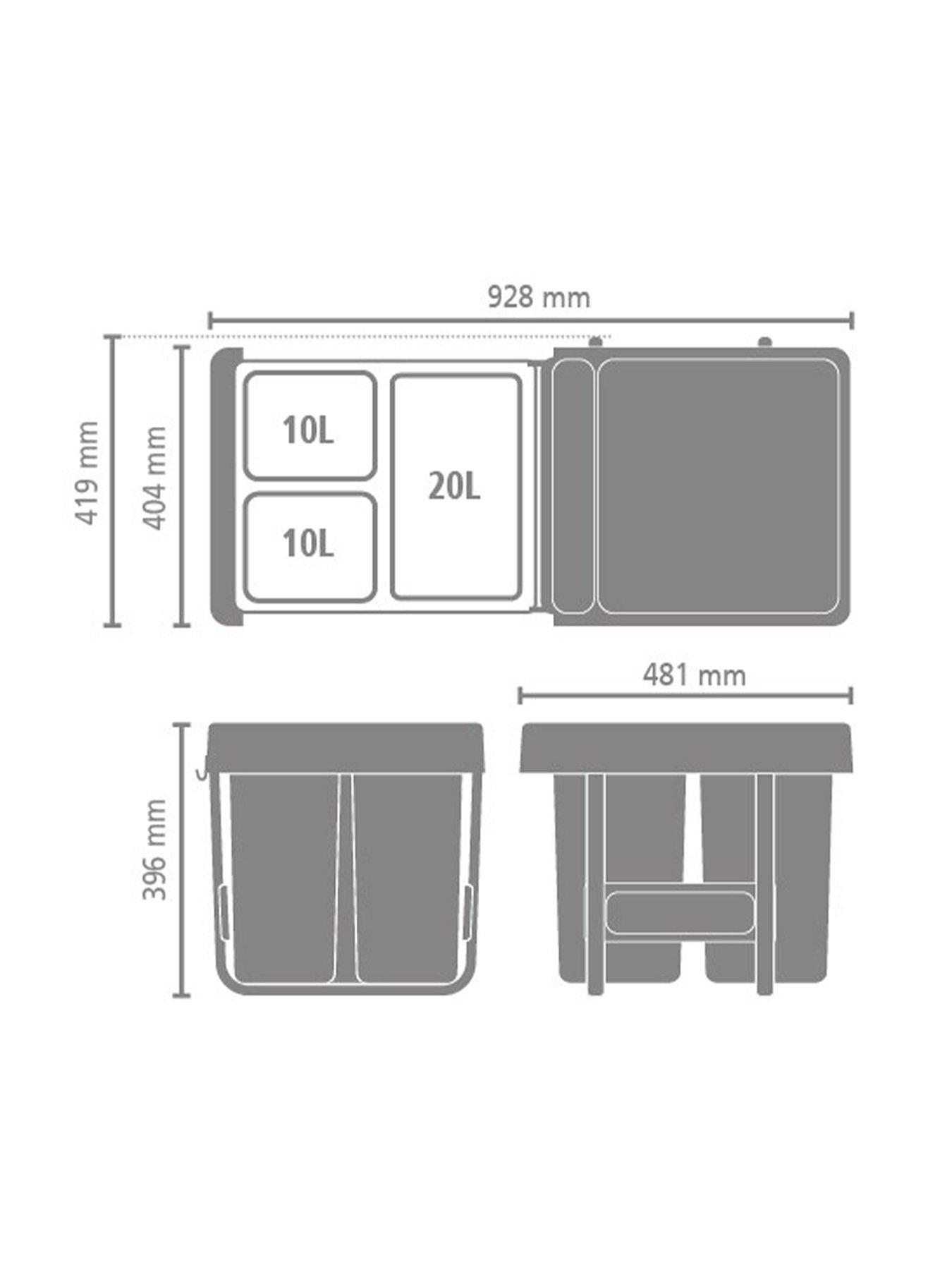 Image 6 of 6 of Brabantia Sort &amp; Go Built-In Bin &ndash; 10 + 10 + 20-litre capacity