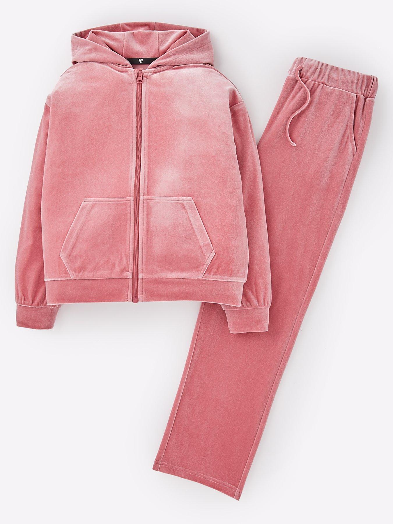 Pink velour jogger set sale