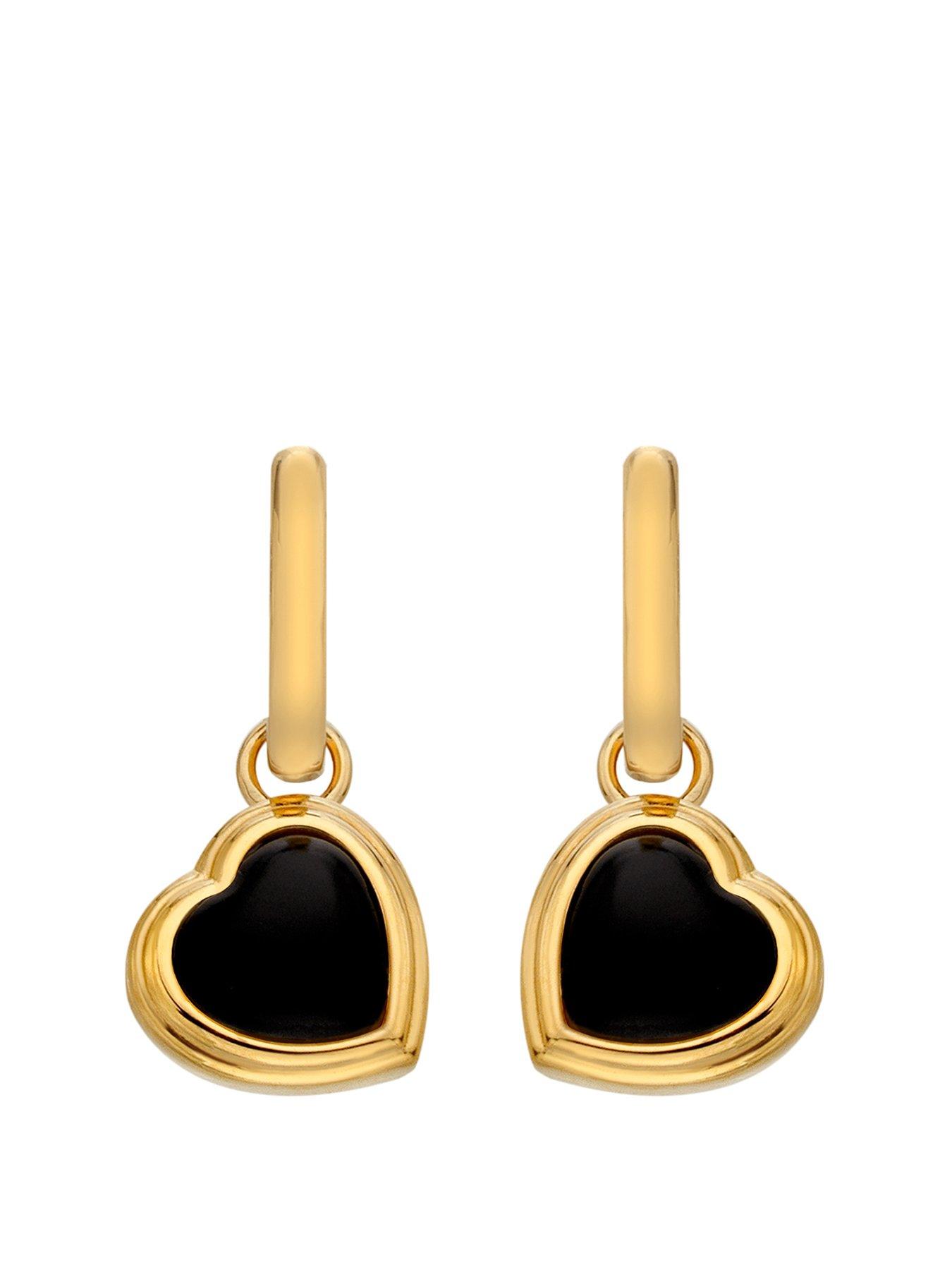 Product photograph of Hot Diamonds Hd X Jj Heart Earrings - Black Onyx from very.co.uk