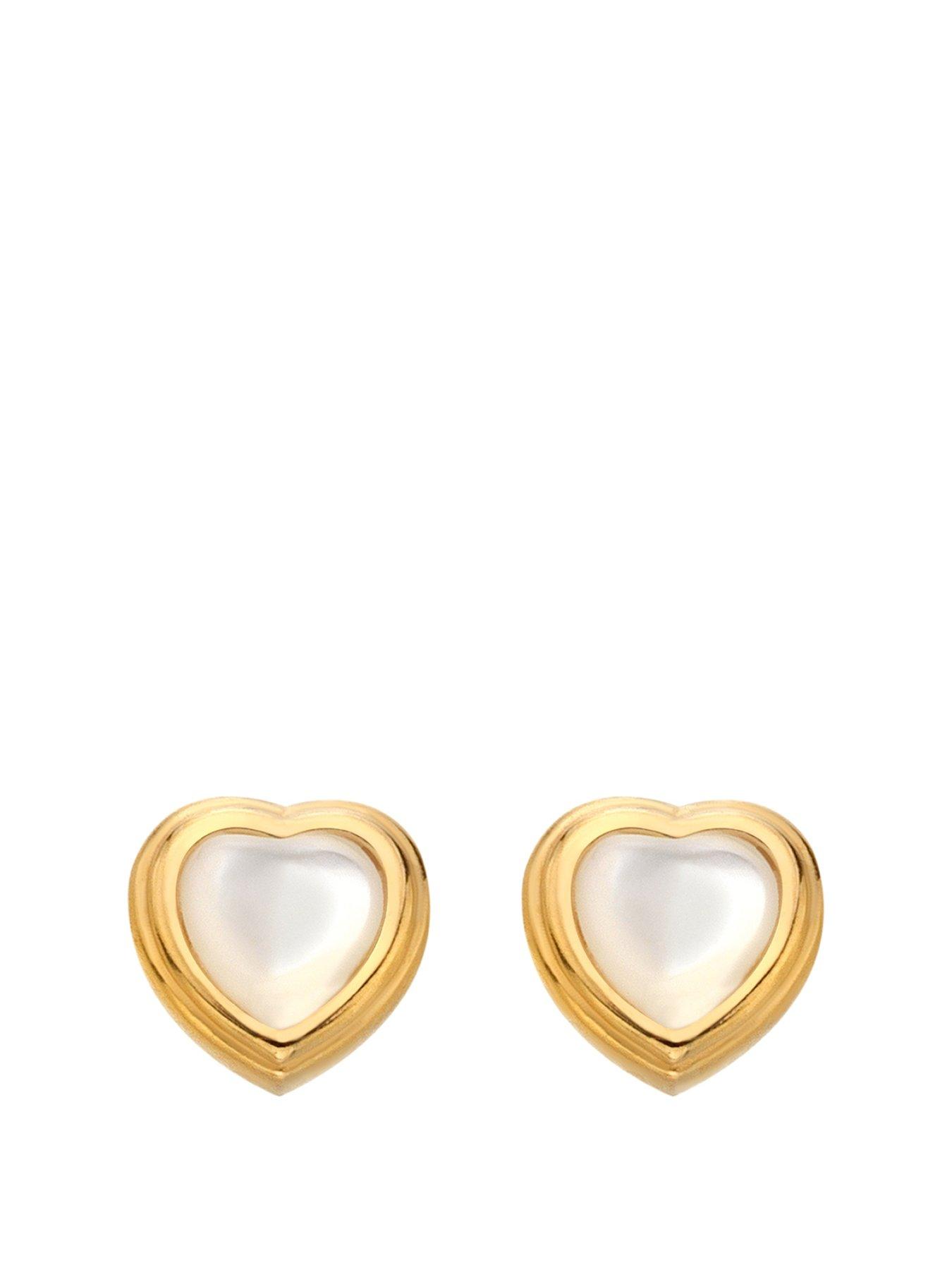 Product photograph of Hot Diamonds Hd X Jj Heart Stud Earrings - Mother Of Pearl from very.co.uk