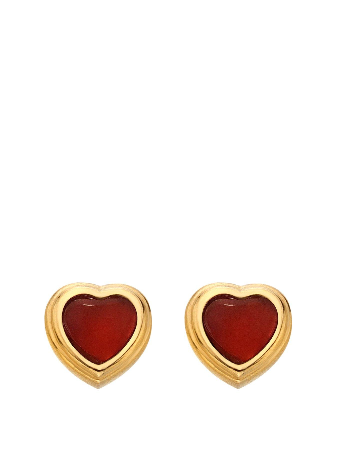 Product photograph of Hot Diamonds Hdxgem Heart Stud Earrings - Red Agate from very.co.uk