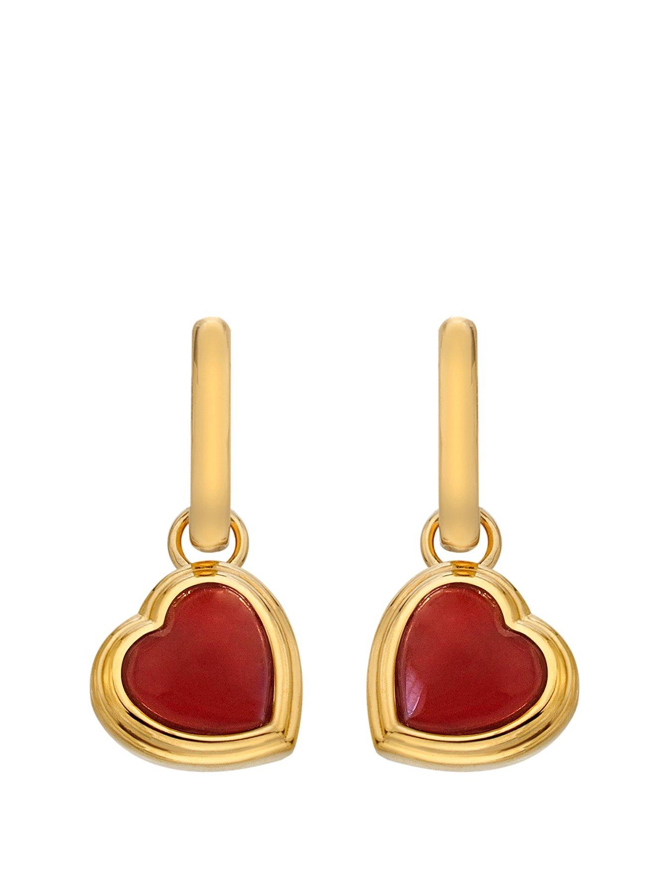 Product photograph of Hot Diamonds Hdxgem Heart Earrings - Red Agate from very.co.uk