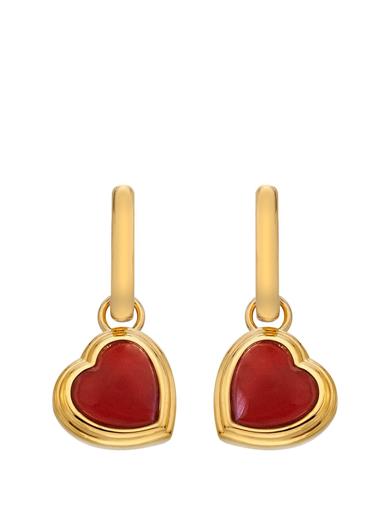 undefined HDXGEM Heart Earrings - Red Agate