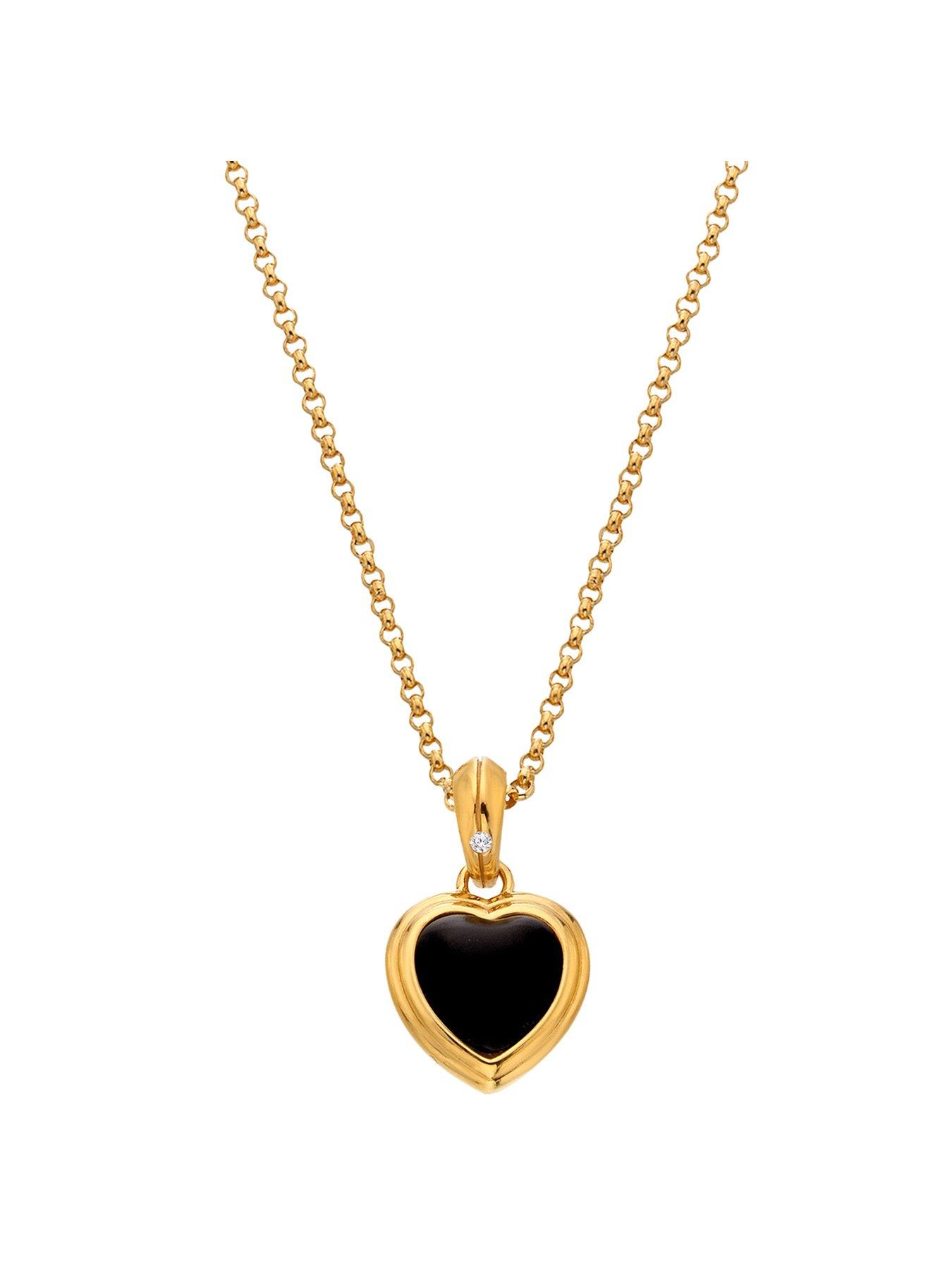 Product photograph of Hot Diamonds Hd X Jj Heart Pendant - Black Onyx from very.co.uk