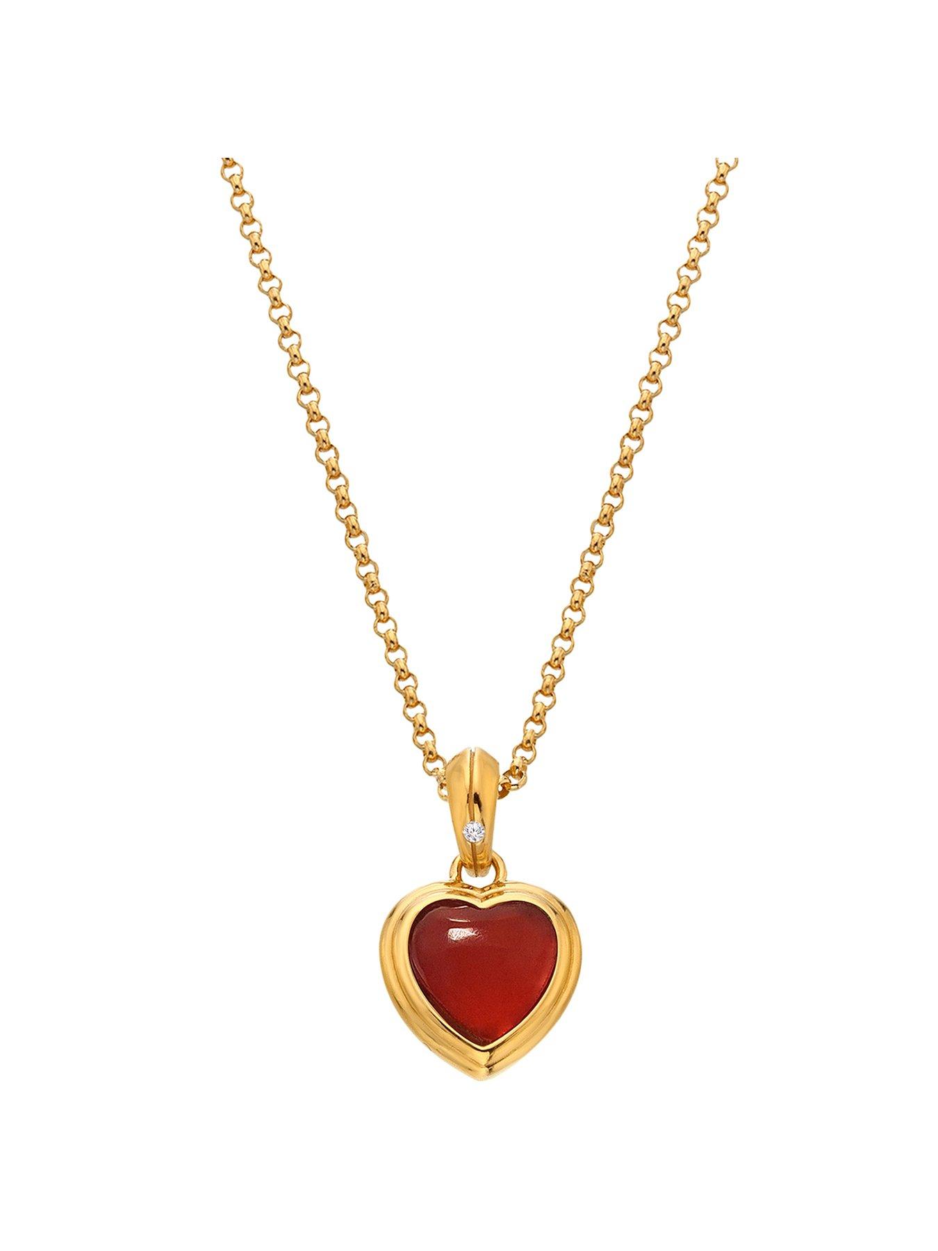 Product photograph of Hot Diamonds Hdxgem Heart Pendant - Red Agate from very.co.uk