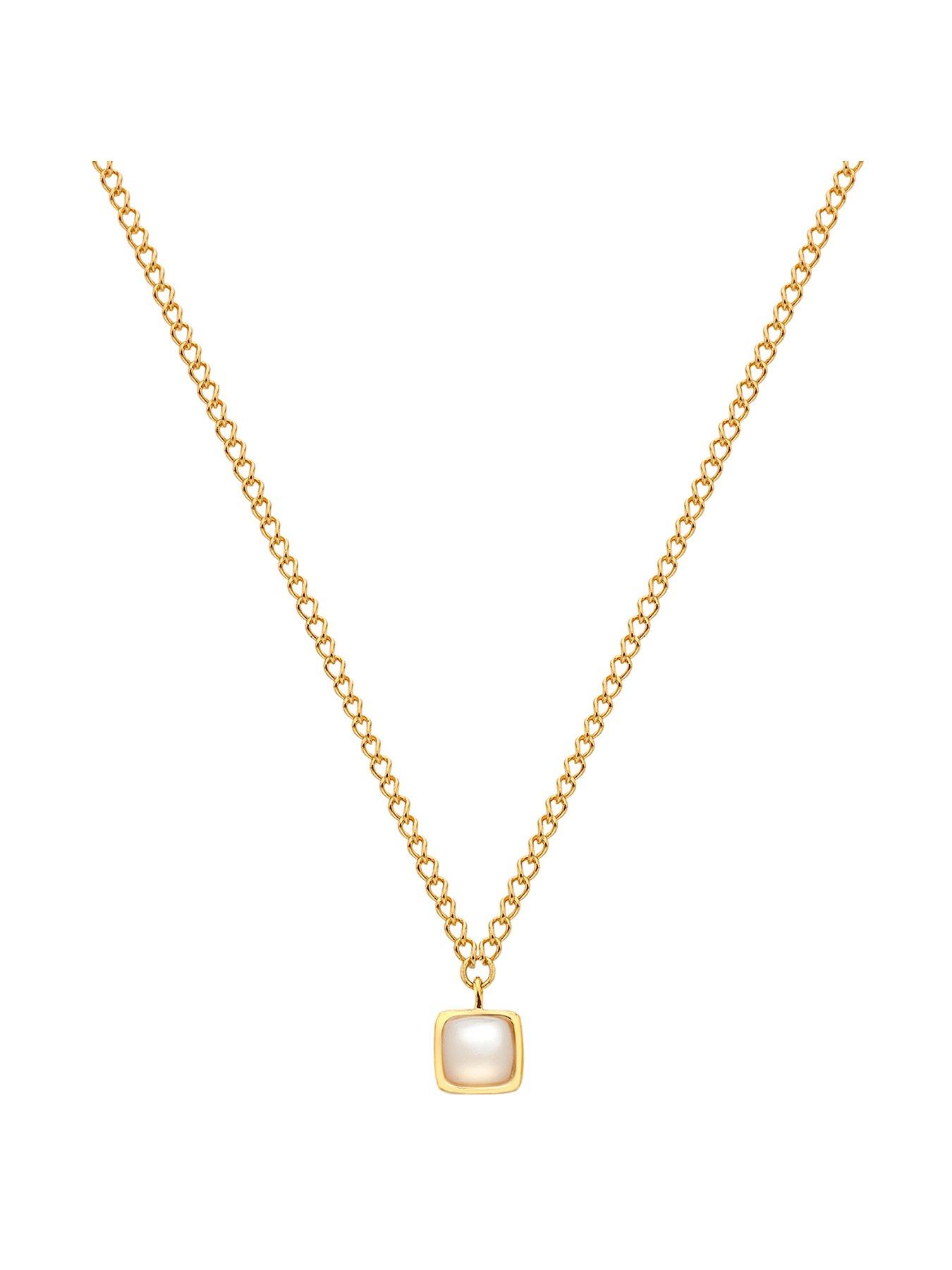 Product photograph of Hot Diamonds Hdxgem Square Necklace - Mother Of Pearl from very.co.uk