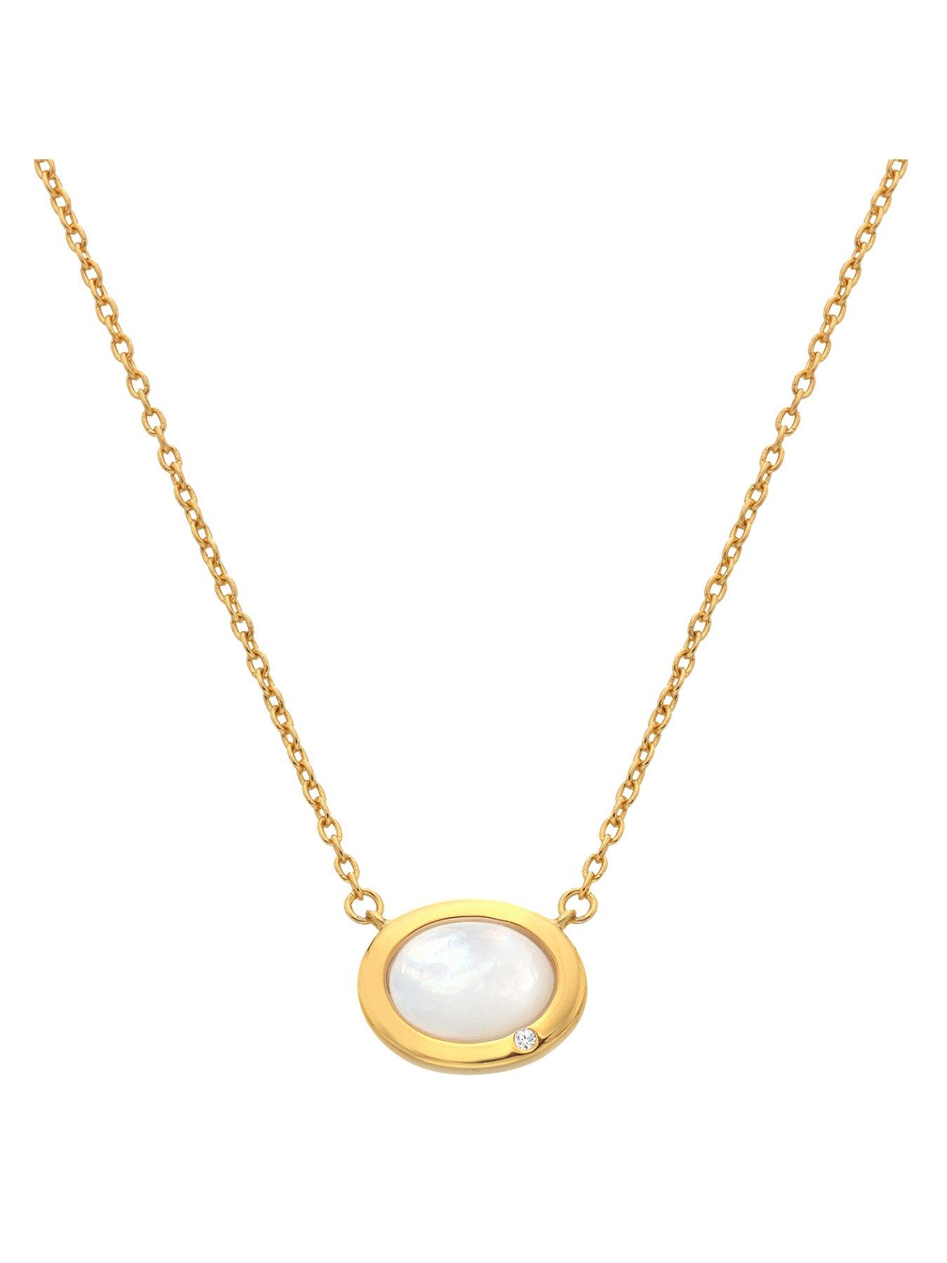 Product photograph of Hot Diamonds Hdxgem Oval Necklace - Mother Of Pearl from very.co.uk