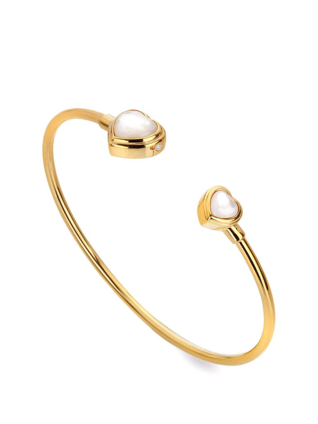 Product photograph of Hot Diamonds Hd X Jj Heart Bangle - Mother Of Pearl from very.co.uk