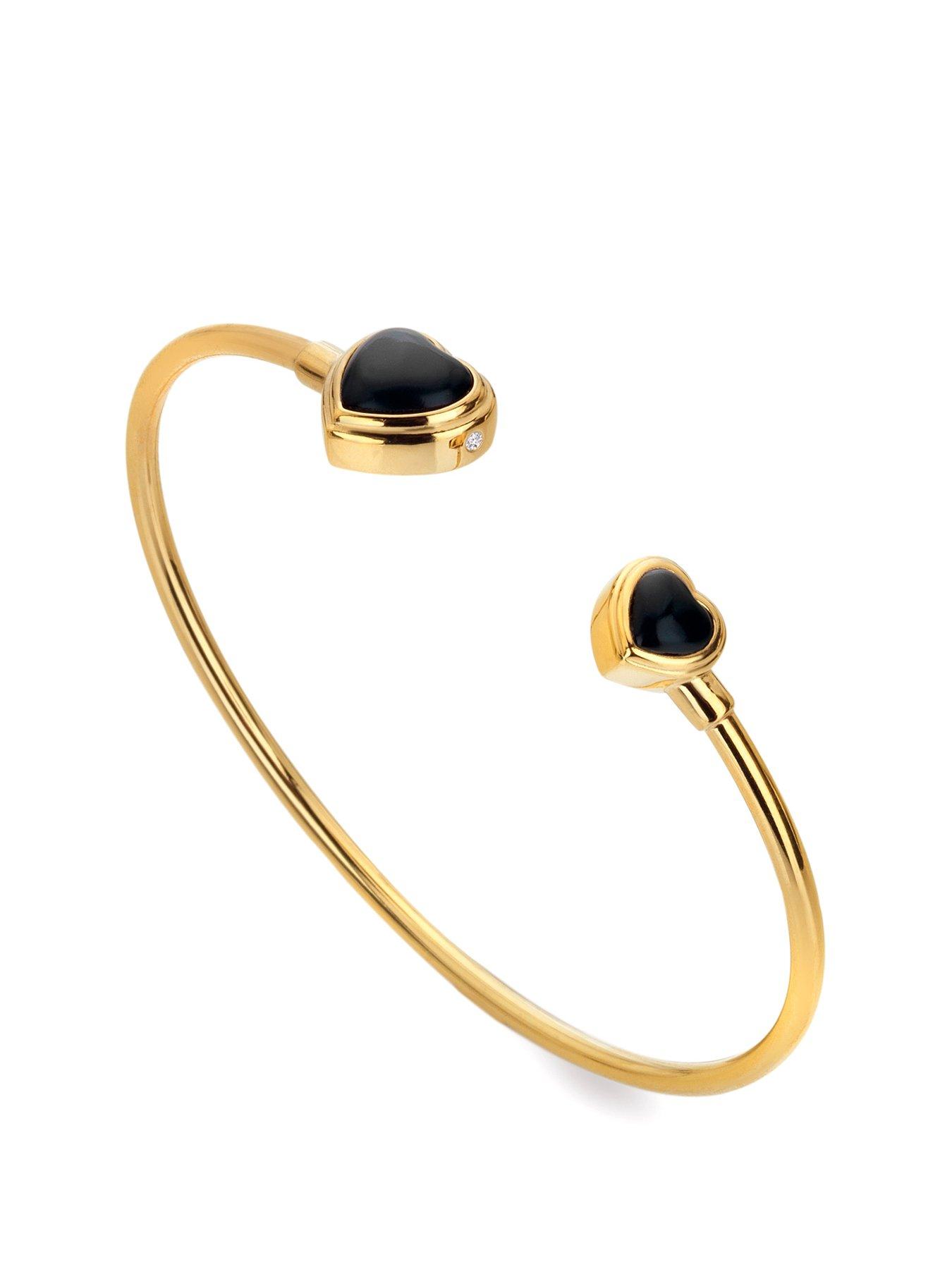 Product photograph of Hot Diamonds Hd X Jj Heart Bangle - Black Onyx from very.co.uk