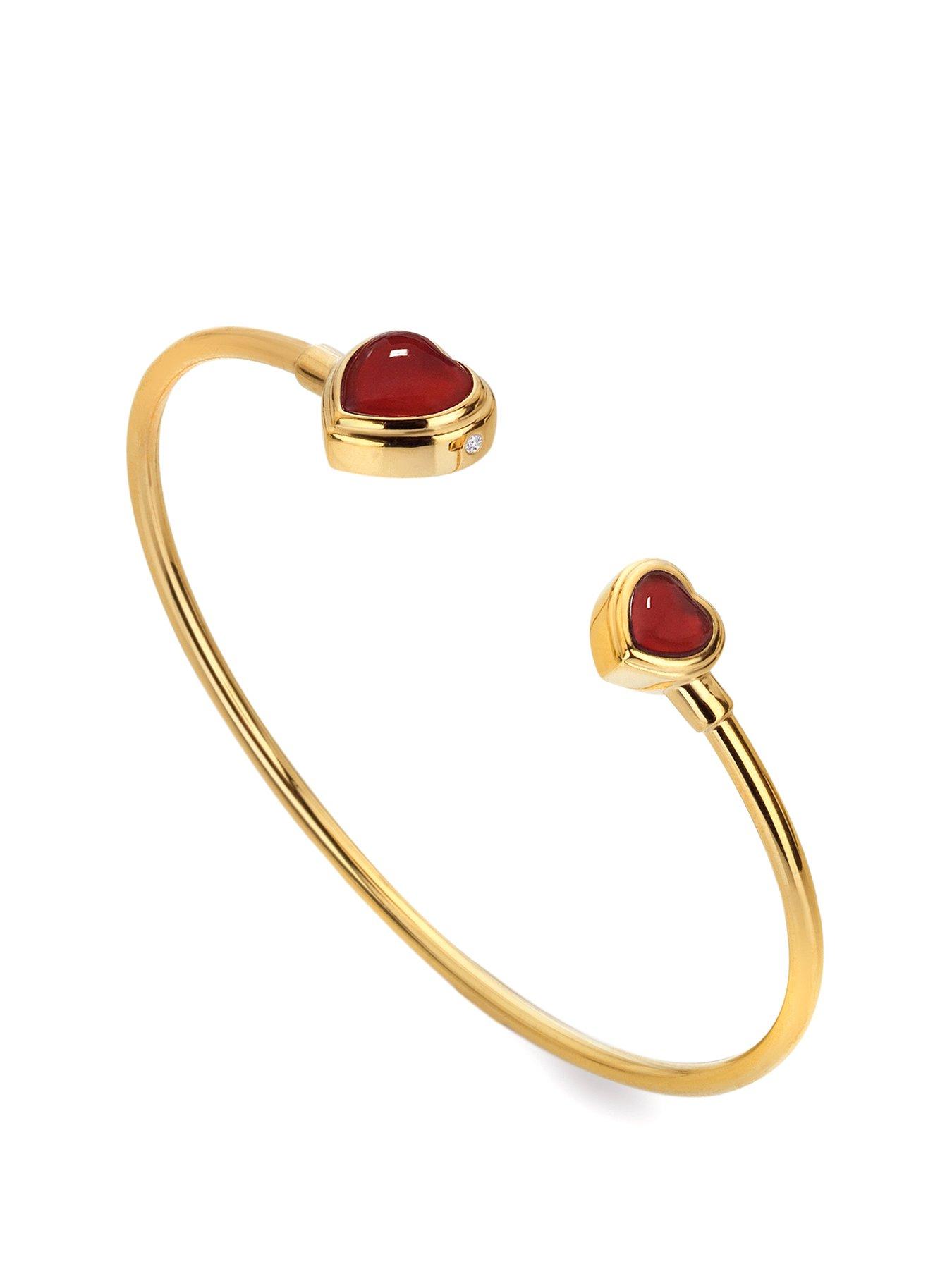 Product photograph of Hot Diamonds Hdxgem Heart Bangle - Red Agate from very.co.uk