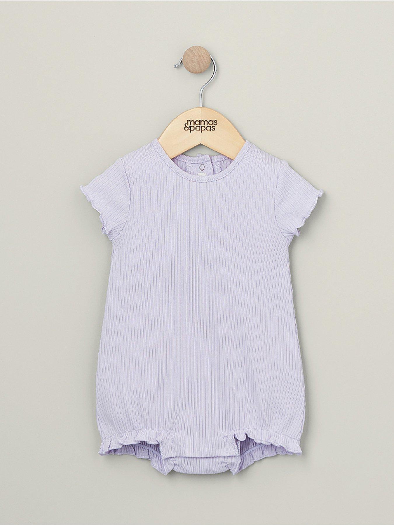 Mamas & Papas Baby Girls Heather Frill Romper Purple Very.co.uk