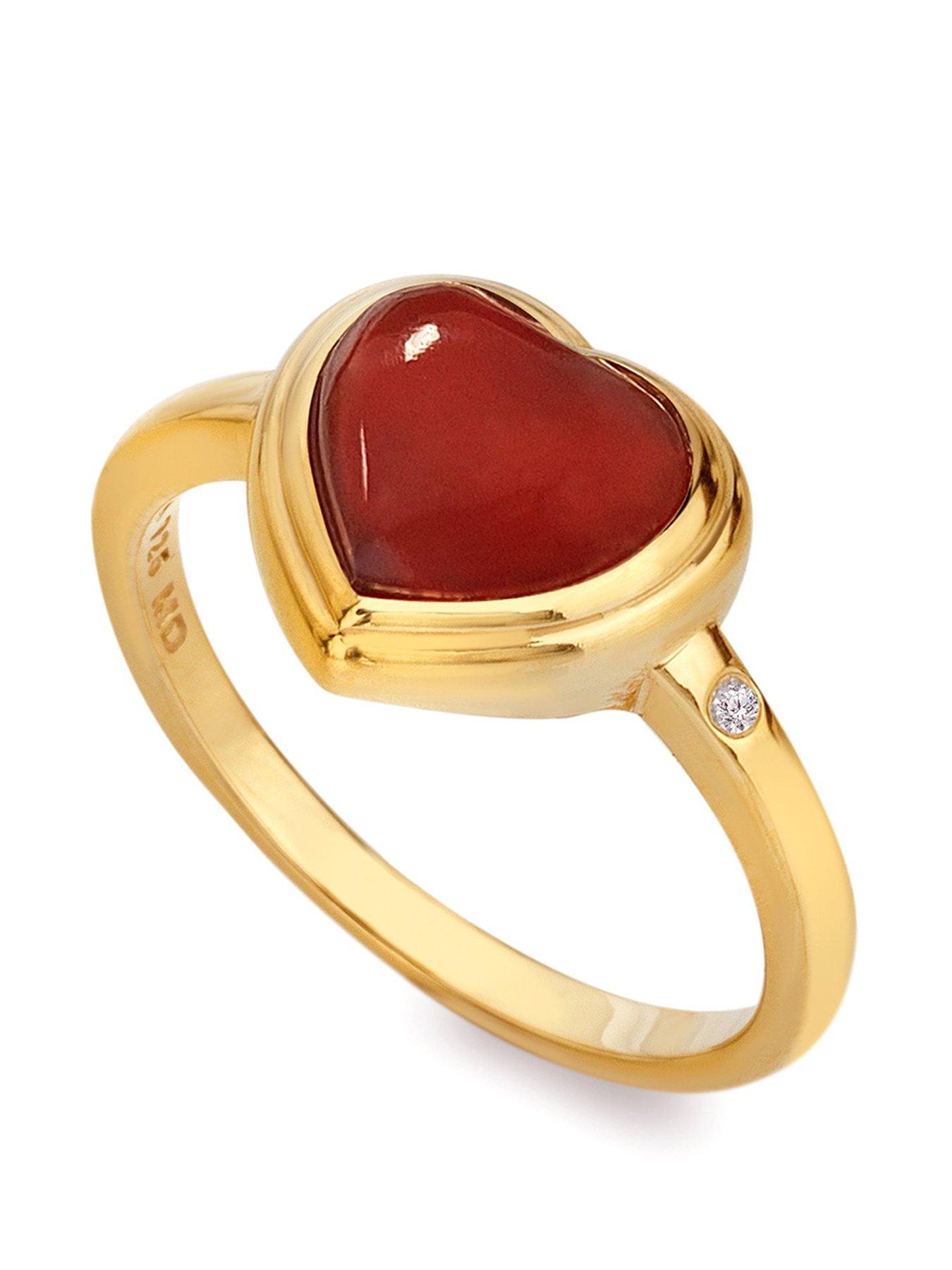 Product photograph of Hot Diamonds Hdxgem Heart Ring - Red Agate from very.co.uk