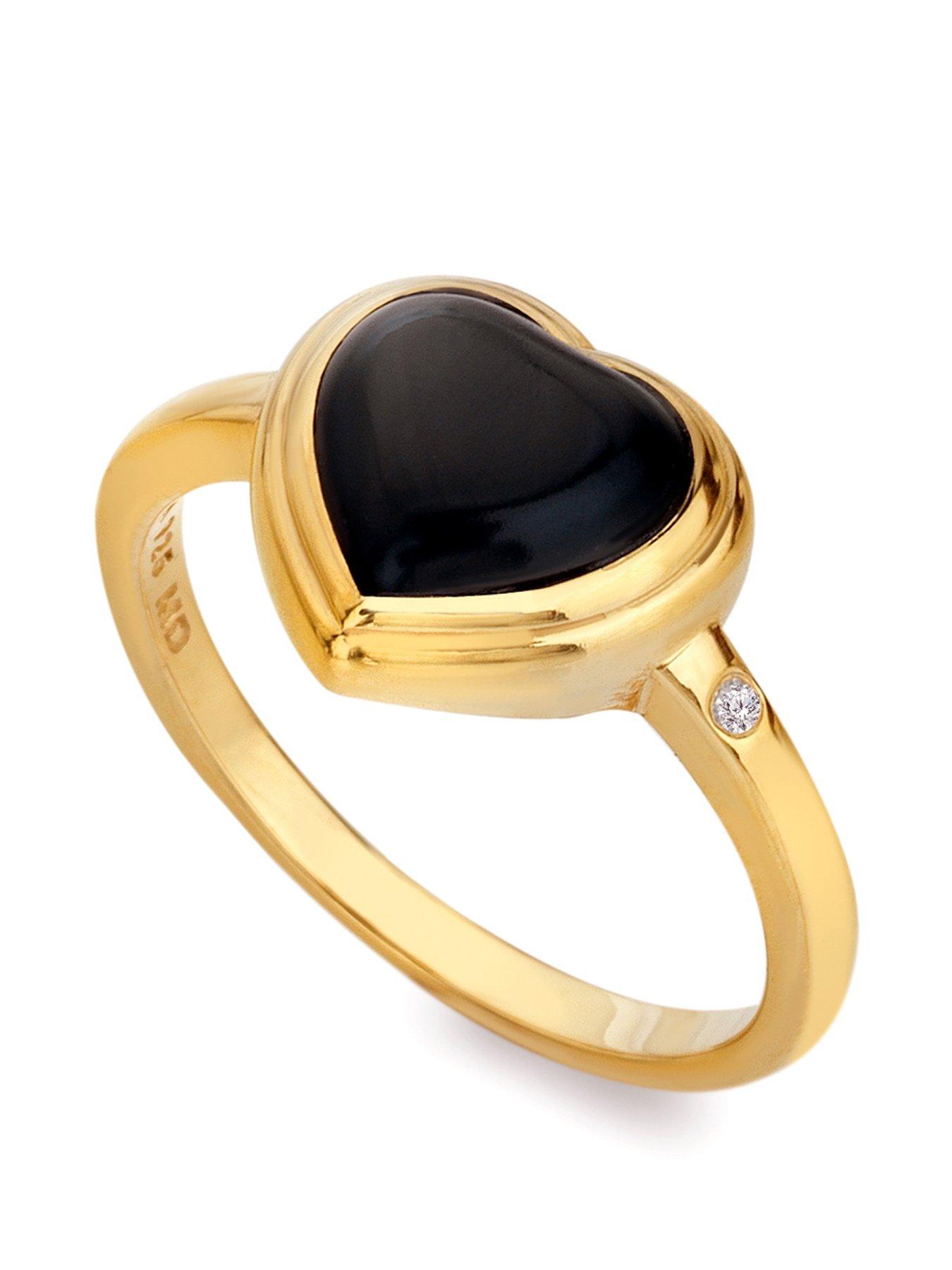 Product photograph of Hot Diamonds Hd X Jj Heart Ring - Black Onyx from very.co.uk