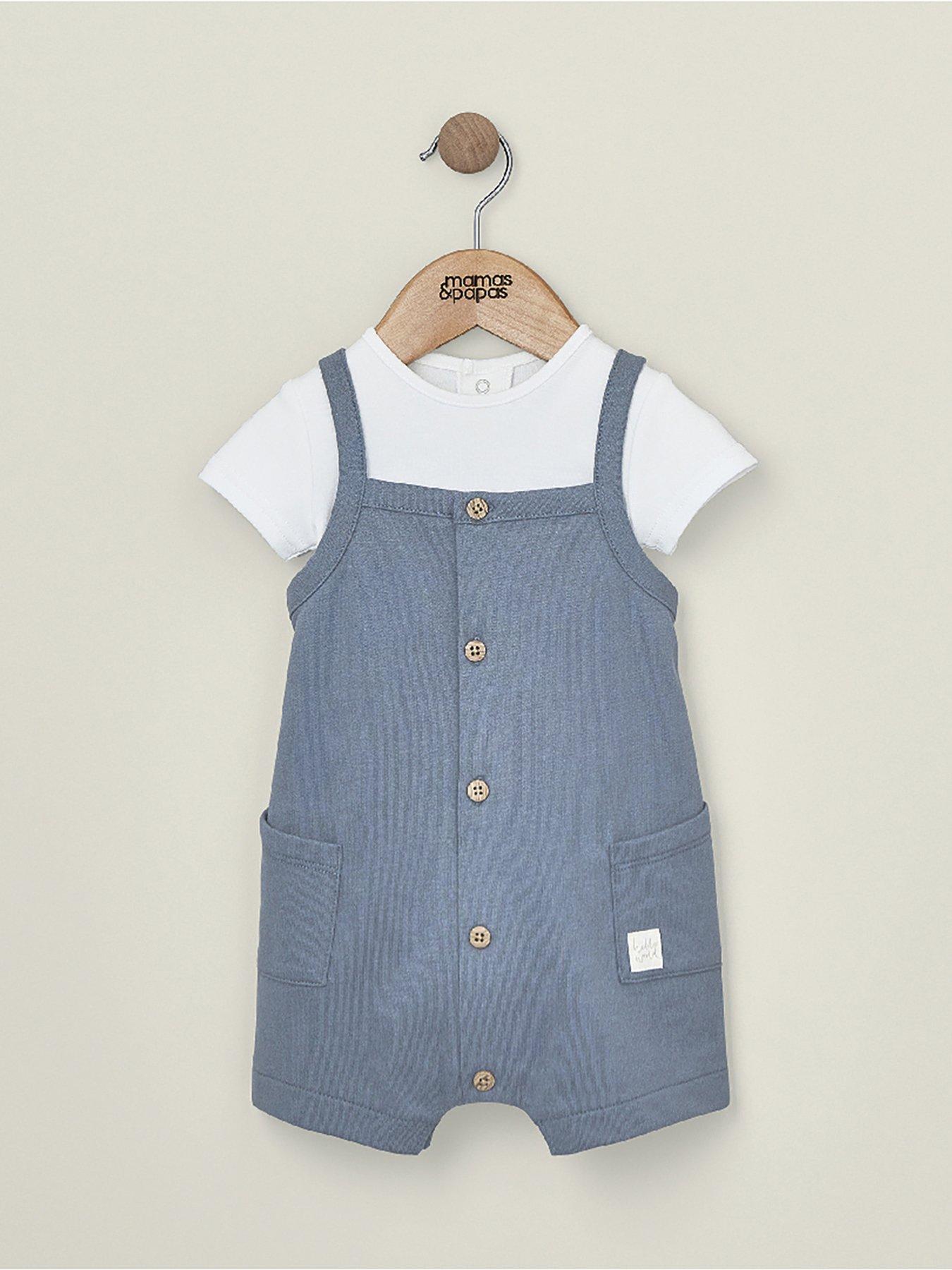 Mamas & Papas Baby Boys 2 Piece Romper & Bodysuit Blue Very.co.uk