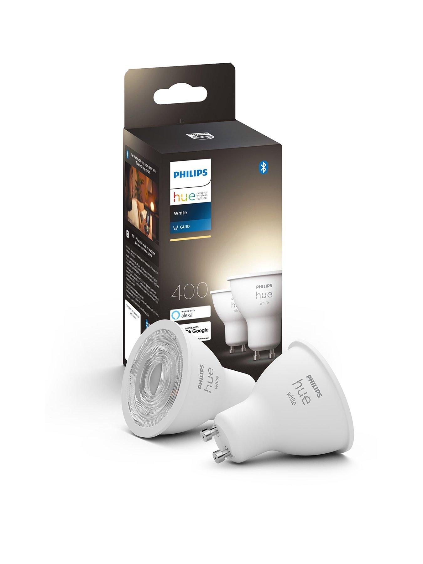 Product photograph of Philips Hue 5 2w Gu10 Smart Led Spotlight Bulbs 2-pack from very.co.uk