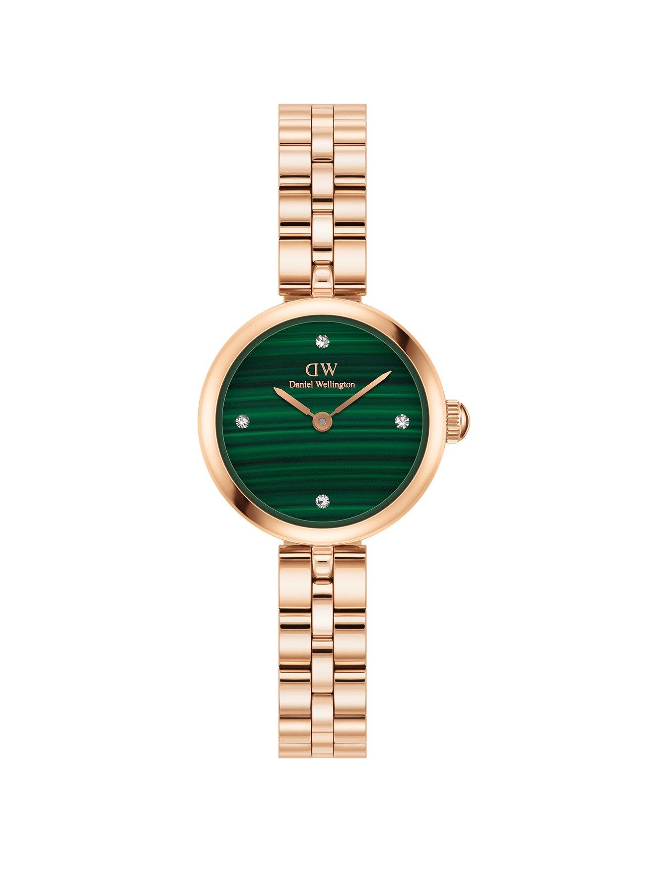 Product photograph of Daniel Wellington Elan Jewellery 22 Rose Gold Real Malachite Watch from very.co.uk