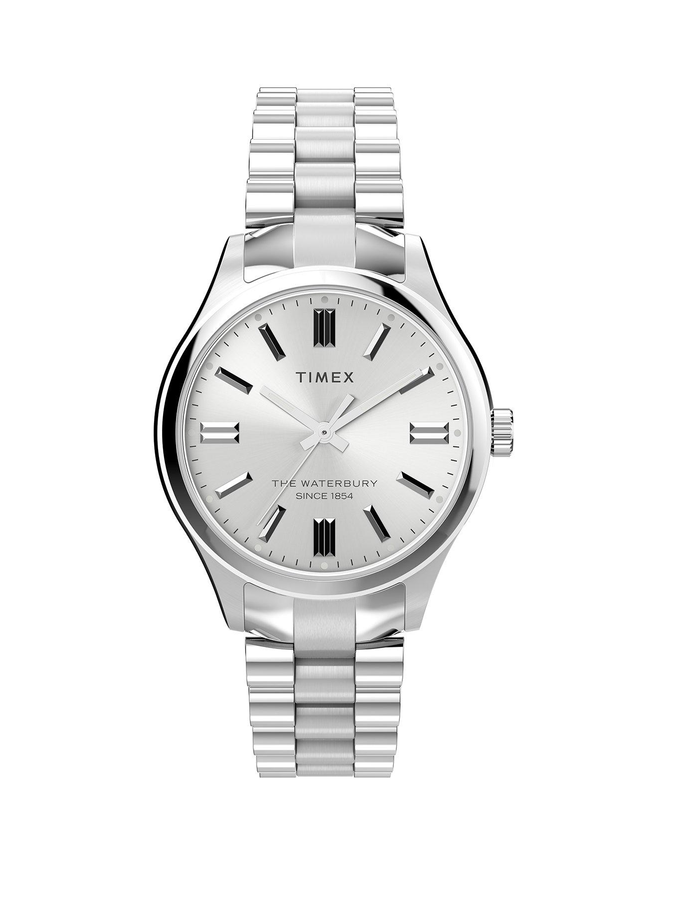 Product photograph of Timex Waterbury Traditional With Silver-tone Bracelet And Silver-tone Dial from very.co.uk