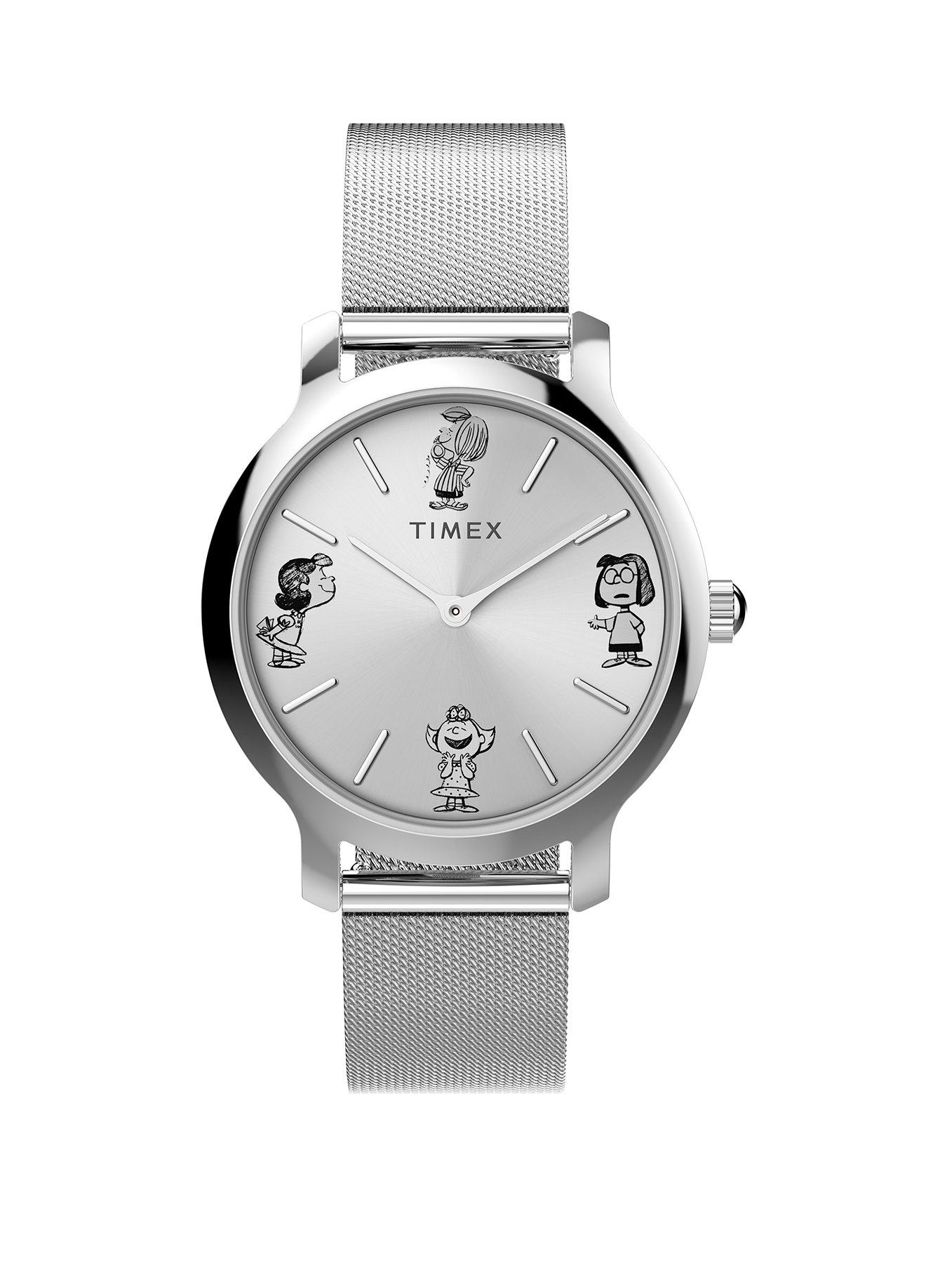 Timex Transcend Sketch Peanuts Silver Tone Mesh Band and Dial Very