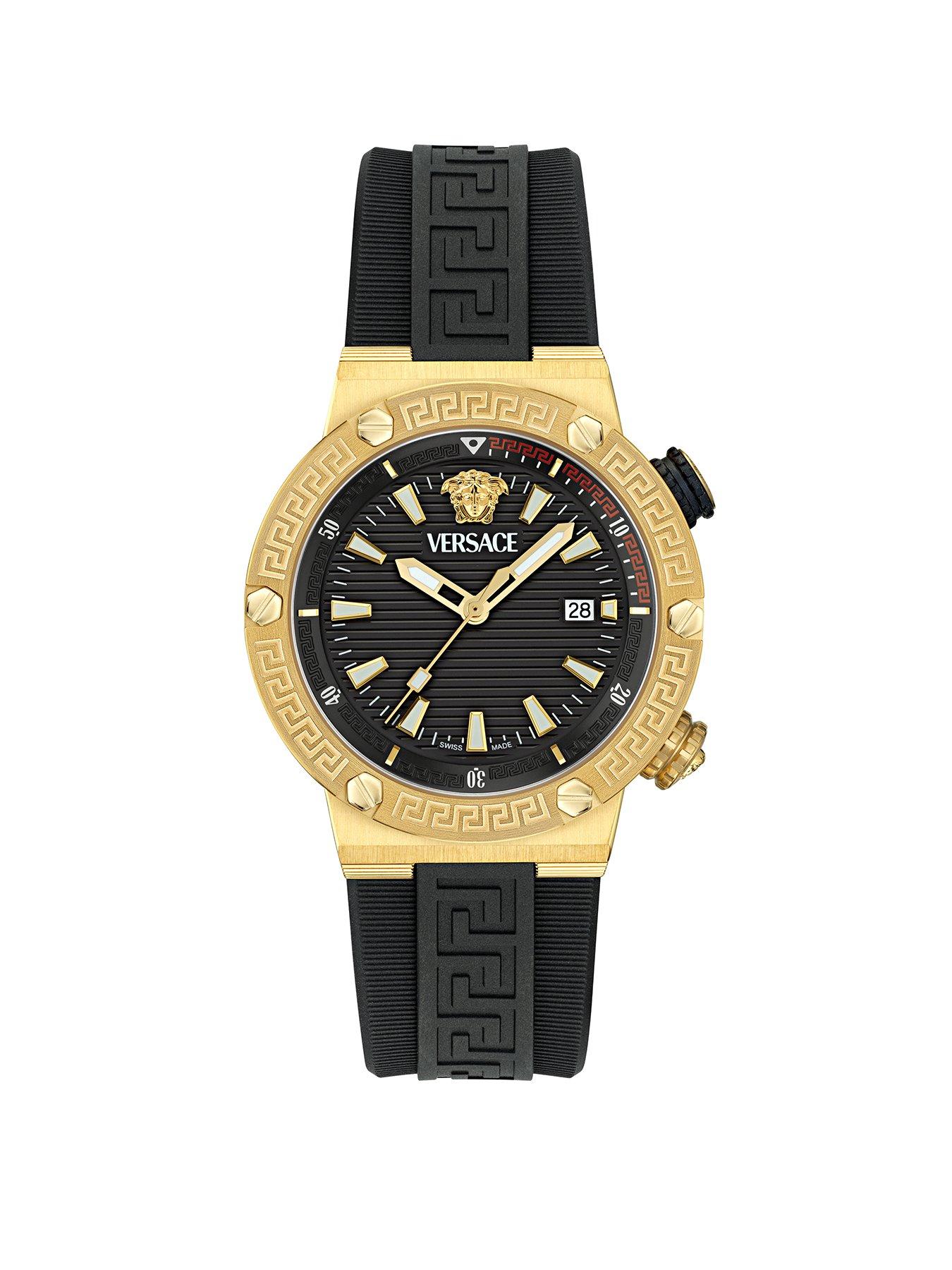 Product photograph of Versace Greca Logo Diver Gents Watch from very.co.uk