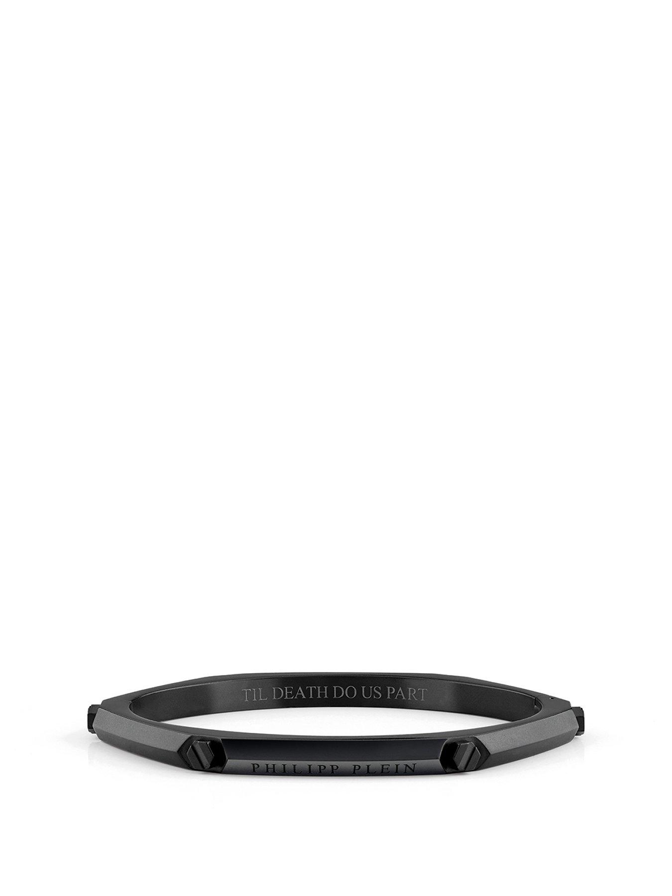 Product photograph of Philipp Plein Cuff Gent Ip Black Bangle Bracelet L from very.co.uk