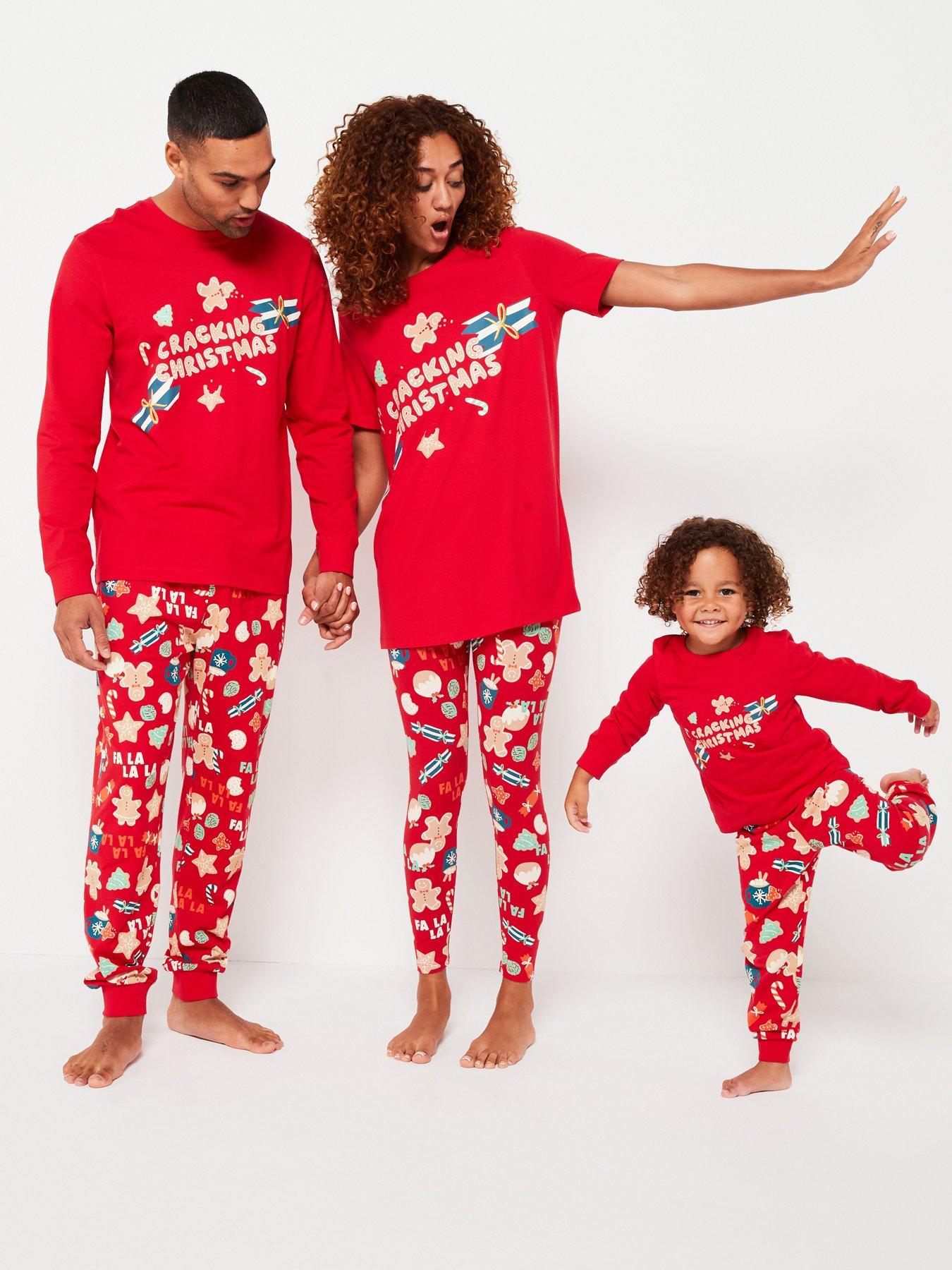 undefined Kids Family Christmas Unisex Slogan Sweat And Jogger Pyjama Set - Red
