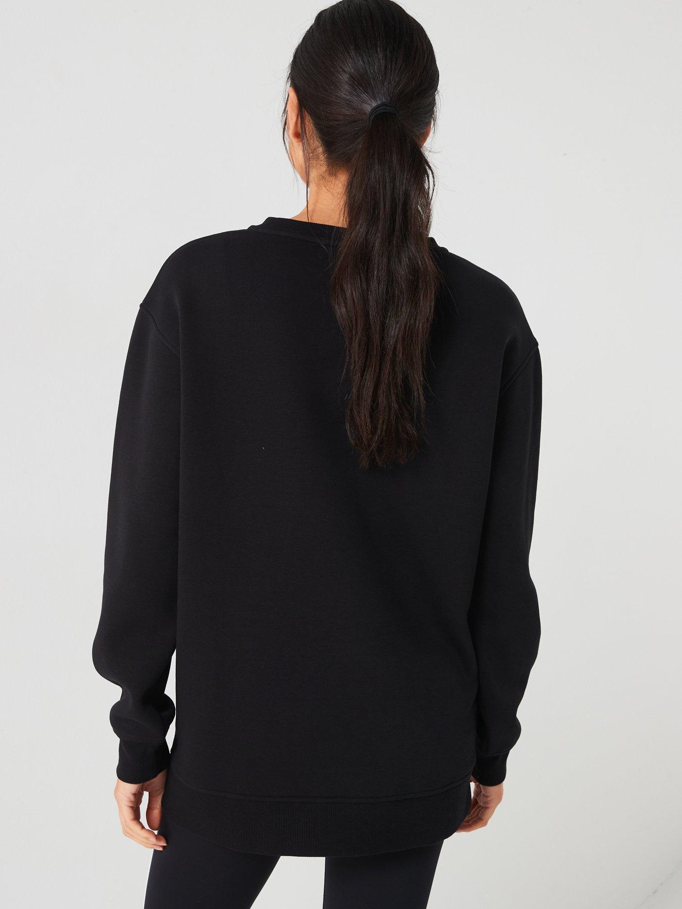 Image 2 of 5 of Everyday The Essential Long Line Crew Neck Sweat - Black