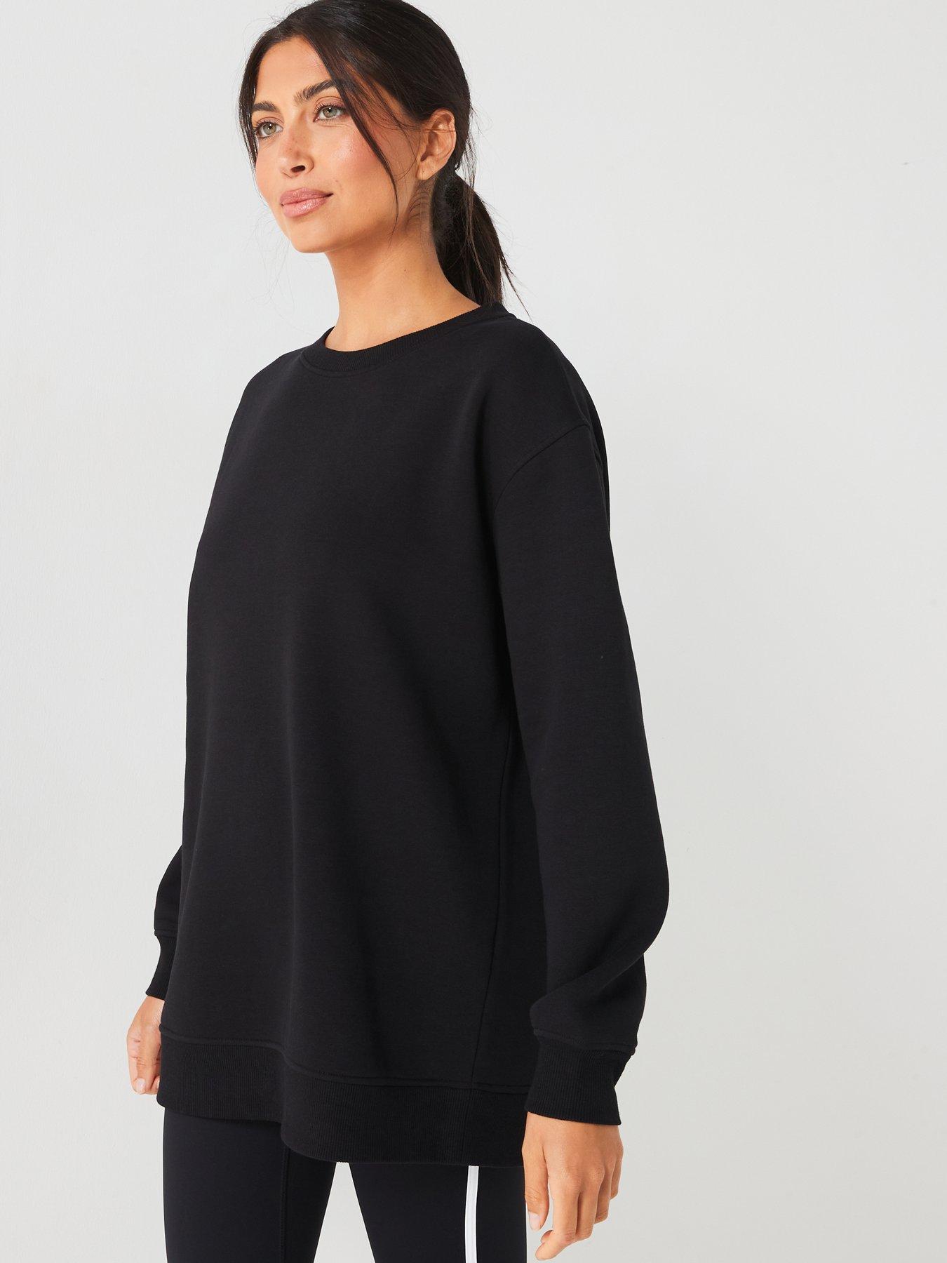 Image 4 of 5 of Everyday The Essential Long Line Crew Neck Sweat - Black