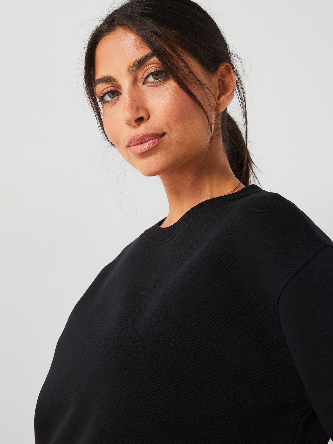 Image 5 of 5 of Everyday The Essential Long Line Crew Neck Sweat - Black