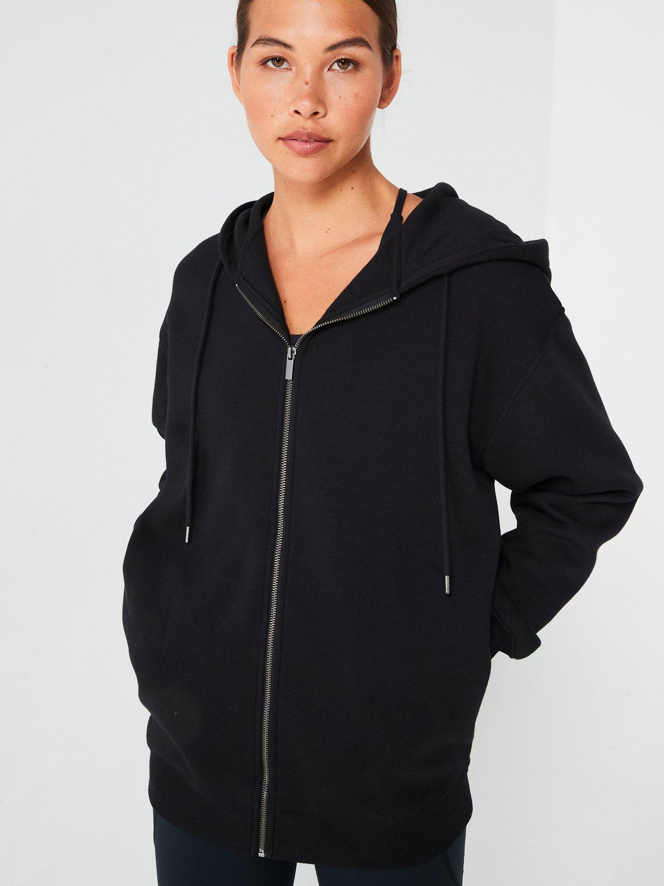 undefined The Essential Oversized Zip Through Hoodie - Black