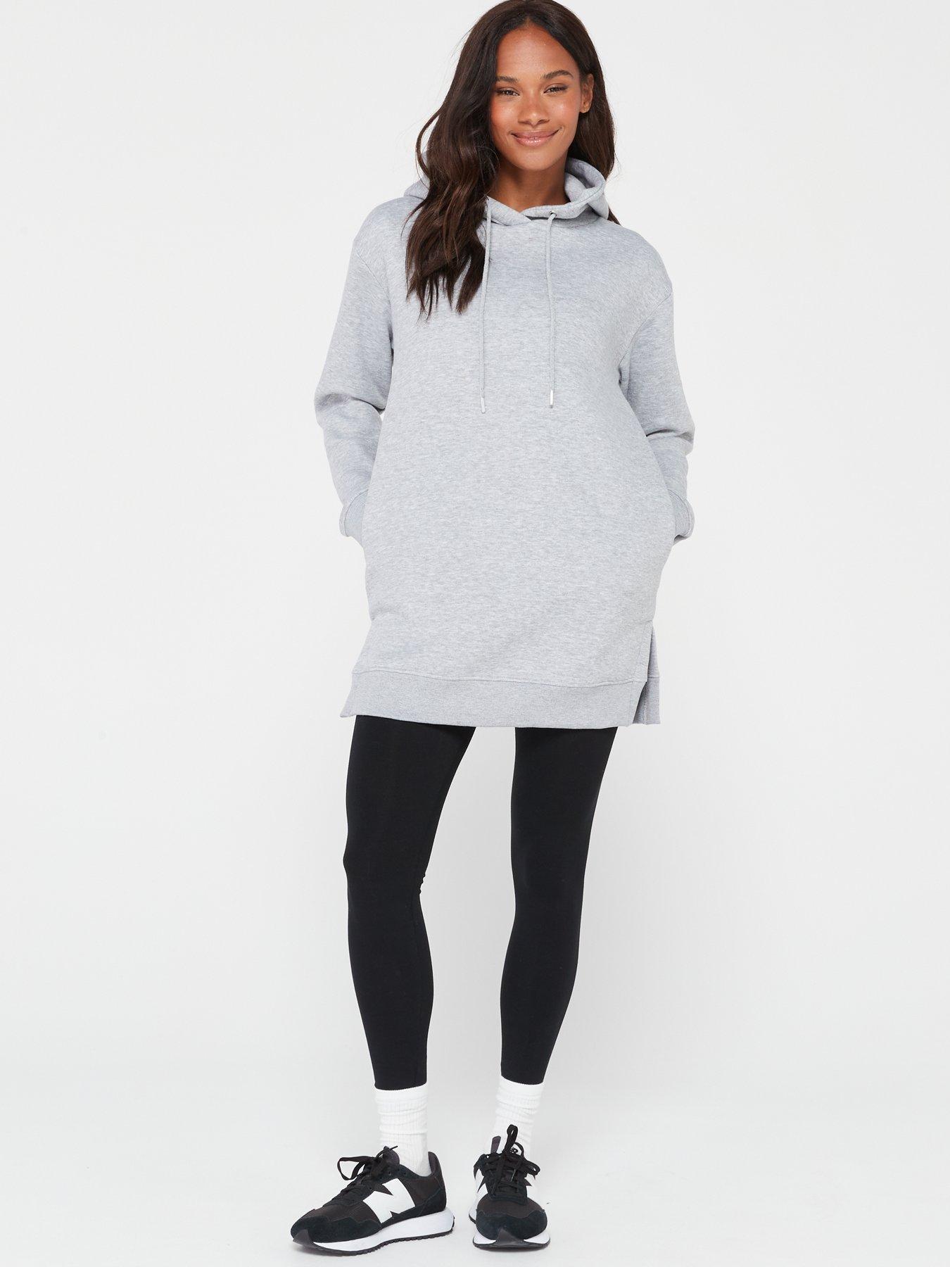 Image 5 of 6 of Everyday The Essential Longline Hoodie With Side Splits - Grey