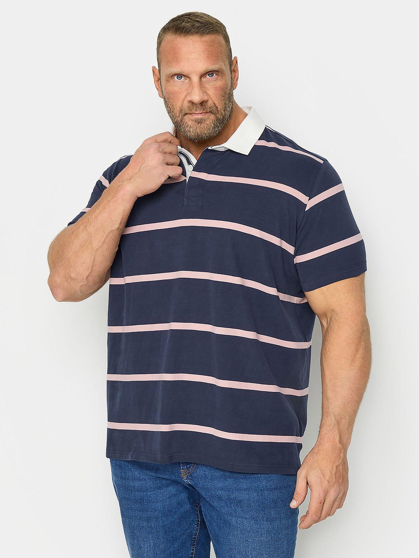 undefined Rugby Stripe Short Sleeve Polo Shirt - Blue