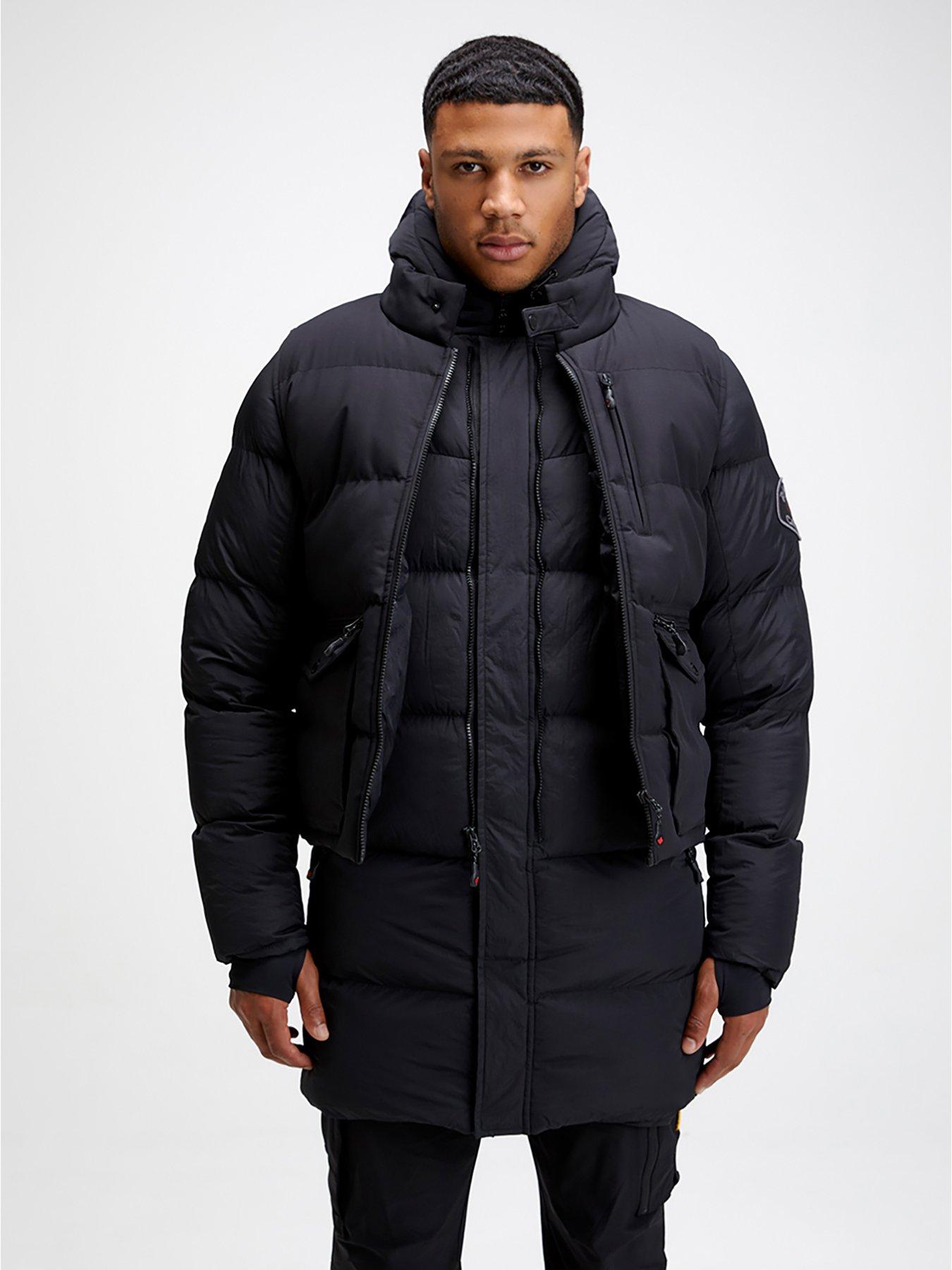 undefined Lovini Longline Padded Coat With Detachable Gilet - Jet Black