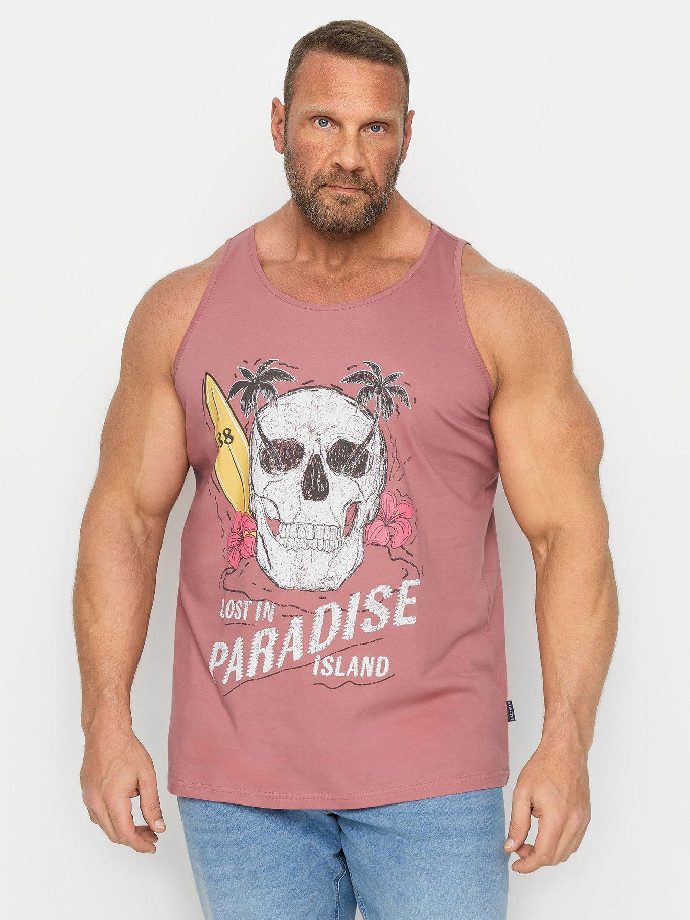 BadRhino Br Lost In Paradise Print Vest, Pink, Size 3Xl, Men