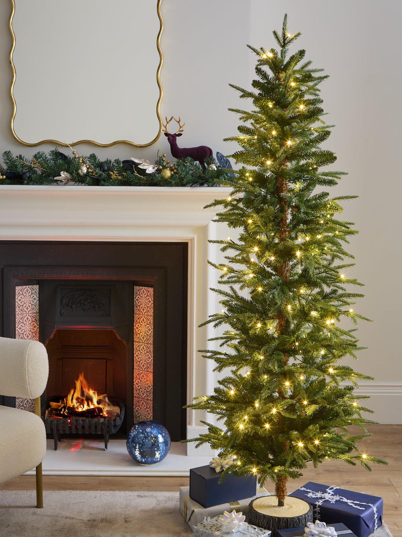 undefined 6ft Slim Alpine Pre Lit Christmas Tree with Resin Base