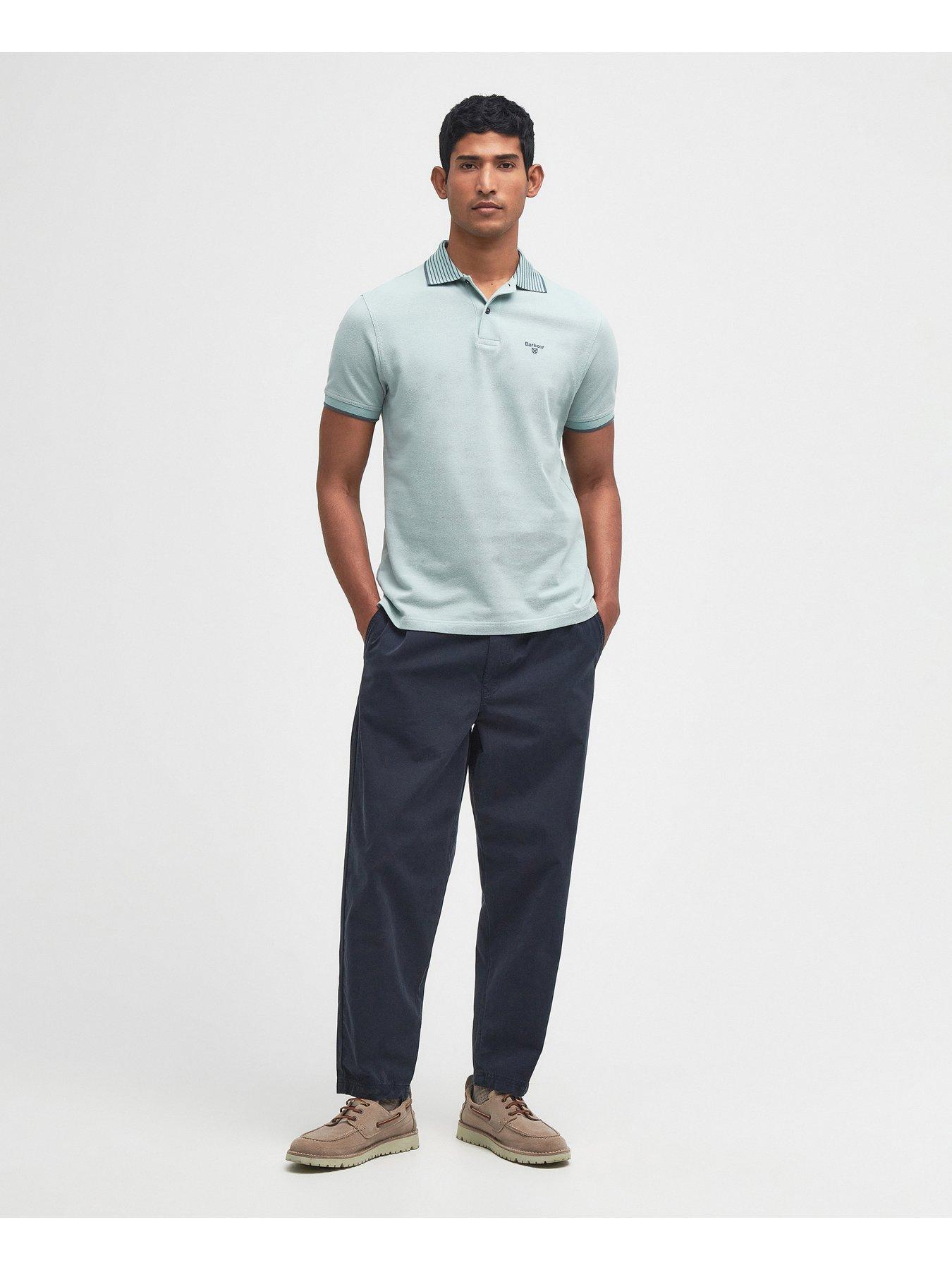 Barbour Tipped Short Sleeve Tailored Polo Shirt - Light Blue | Very.co.uk