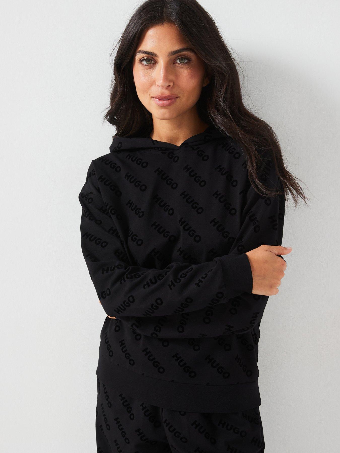 undefined Locky Flock All Over Logo Lounge Hoodie - Black