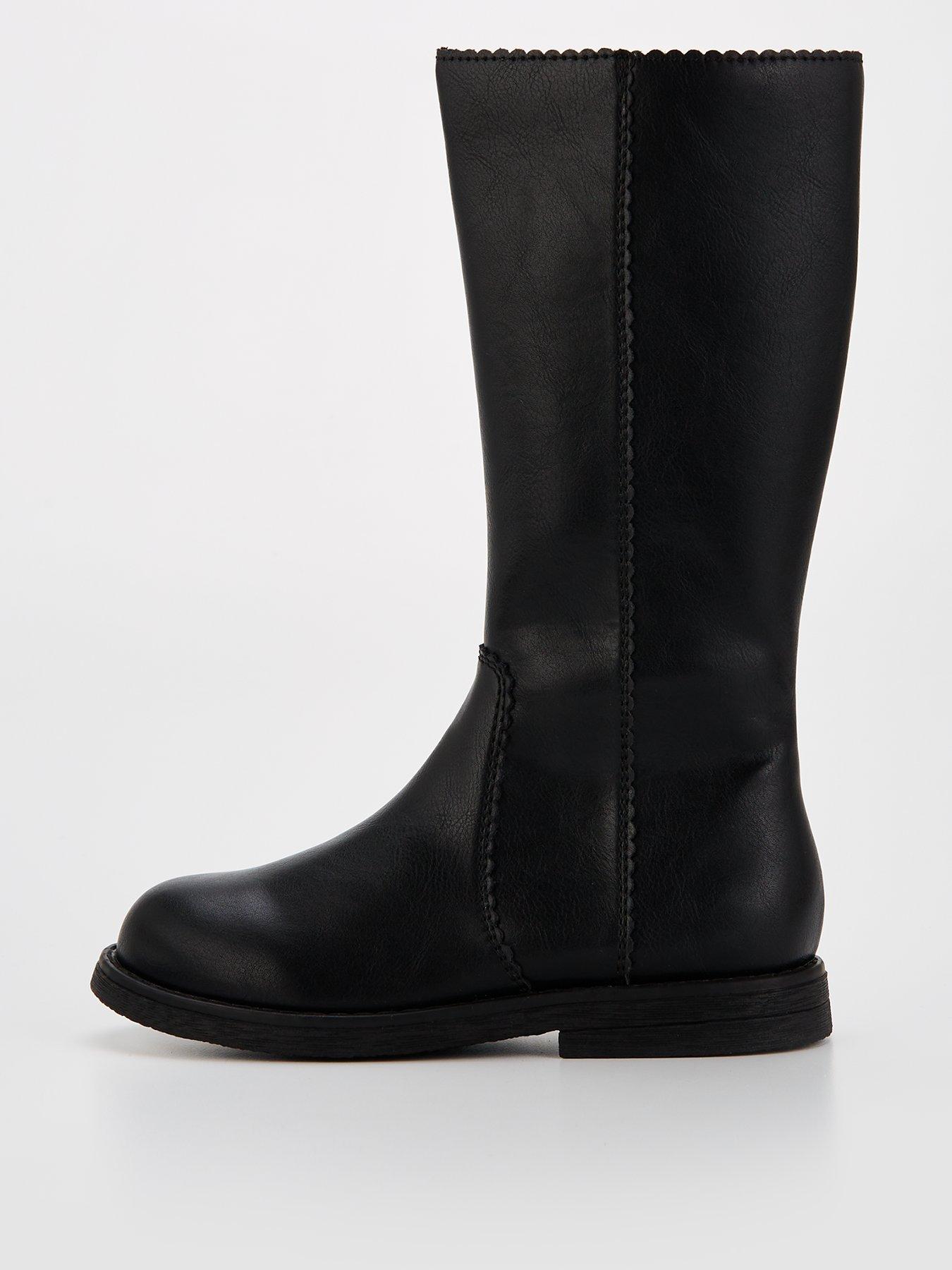 undefined Girls High Leg Scallop Trim Boot - Black