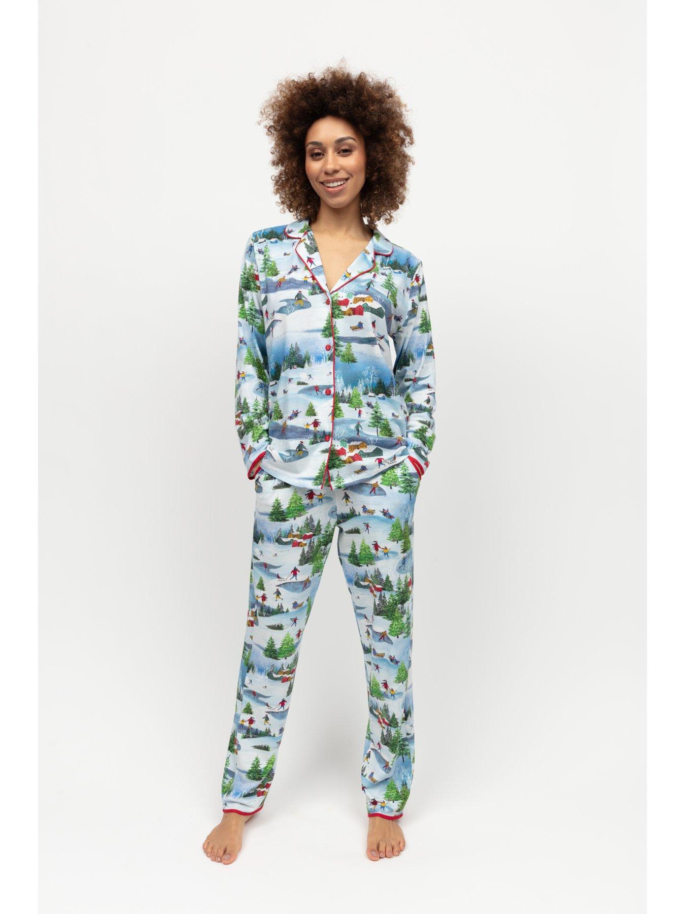 Cyberjammies Montana White Winterscape Printer Jersey Pyjama Set - White