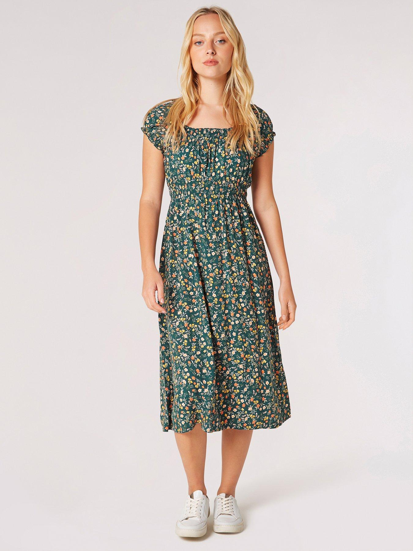 Ditsy Milkmaid Midi Dress main image 0